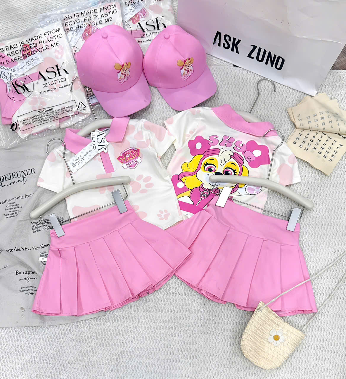 XẢ A364 - SET POLO BARBIE VÁY XẾP LY KÈM MŨ