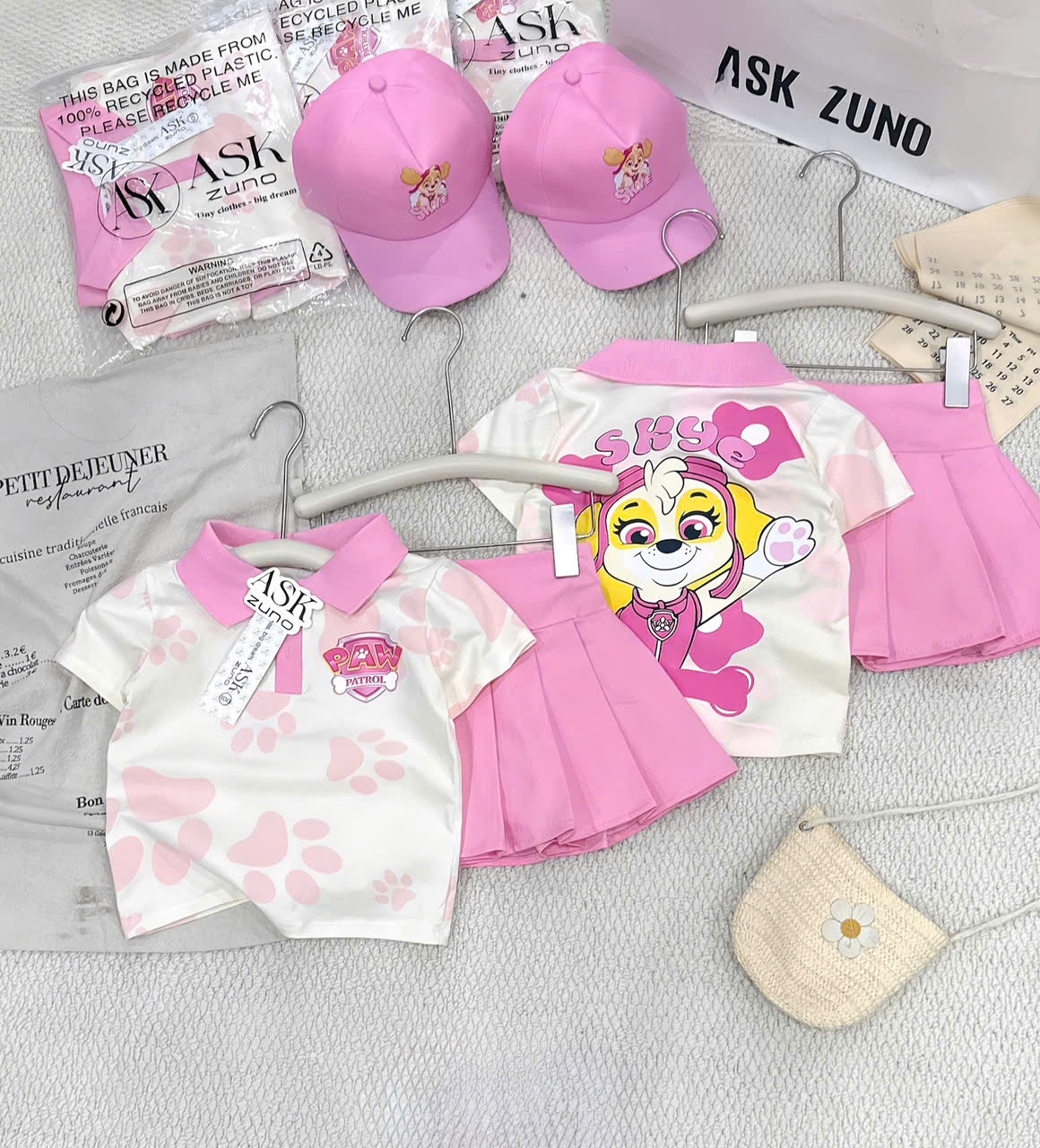 XẢ A364 - SET POLO BARBIE VÁY XẾP LY KÈM MŨ