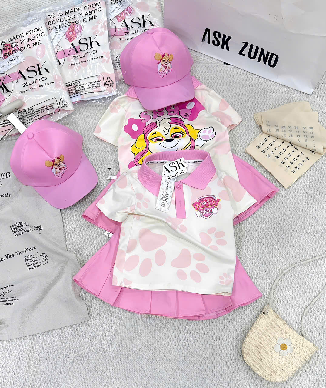 XẢ A364 - SET POLO BARBIE VÁY XẾP LY KÈM MŨ
