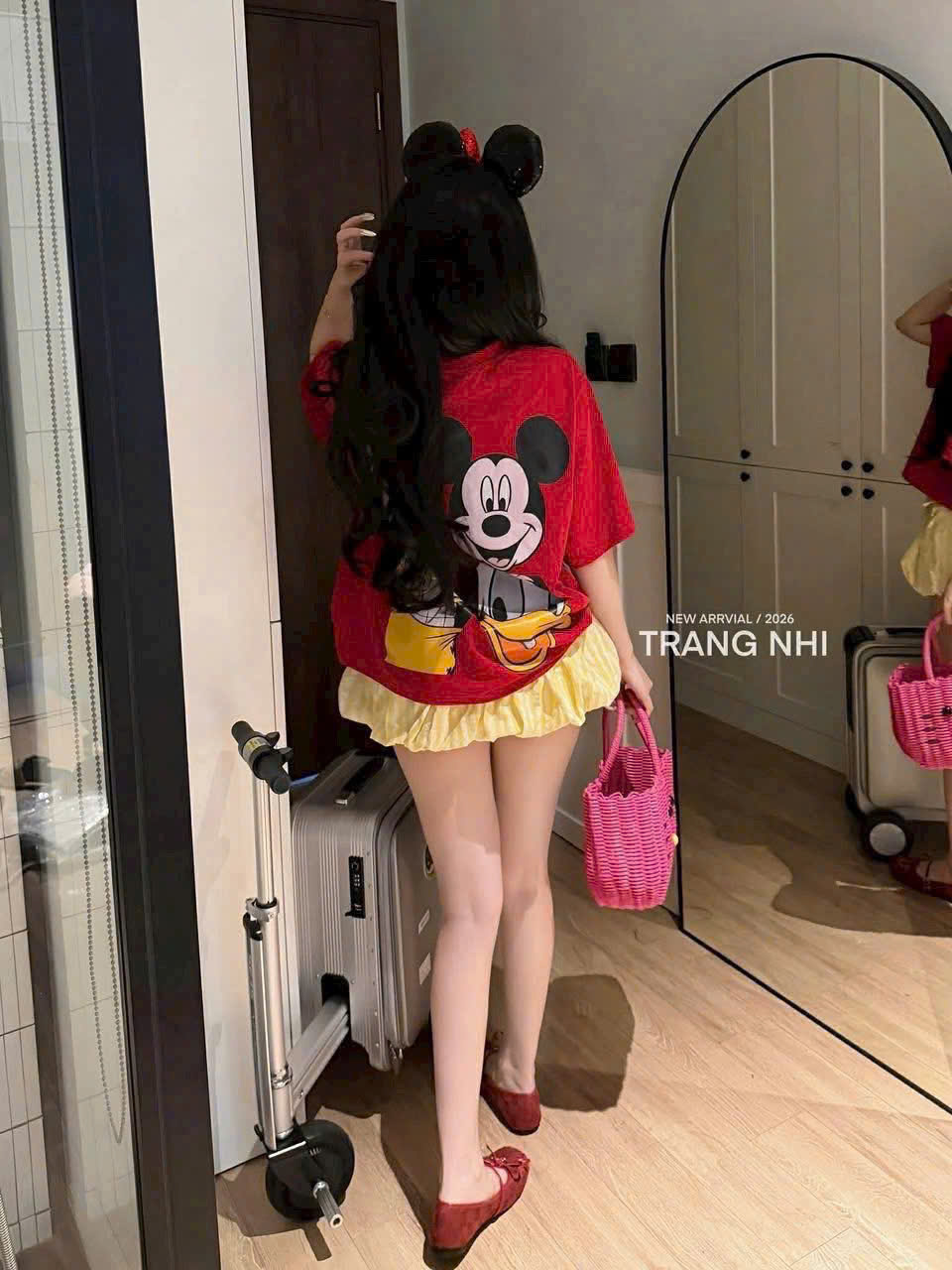 XẢ A392 - SET CHÂN VÁY ĐŨI BÍ VÀNG PHỐI ÁO MICKEY