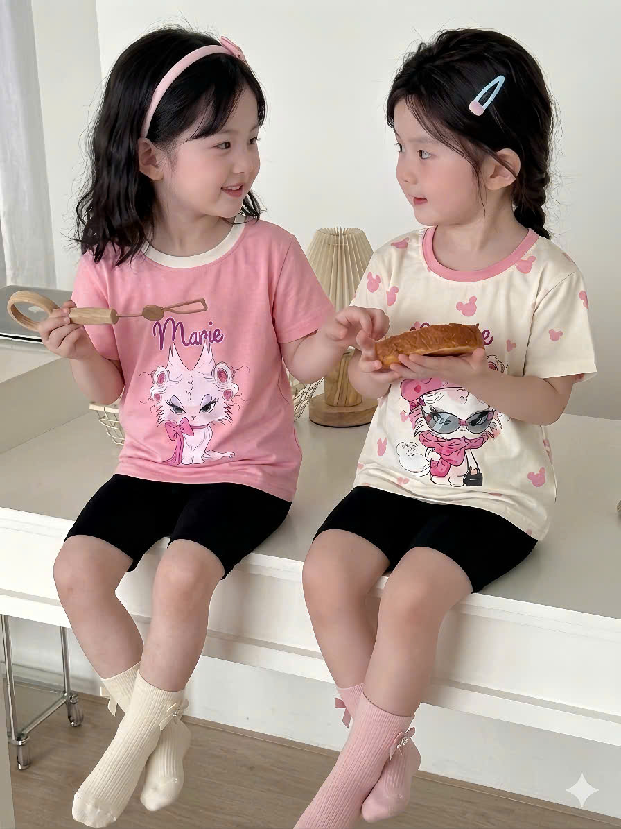 XẢ A400 - SET 2 BỘ MÈO MARIE HỒNG KEM