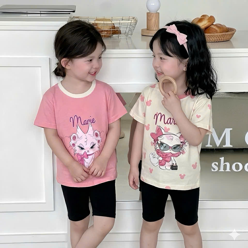 XẢ A400 - SET 2 BỘ MÈO MARIE HỒNG KEM