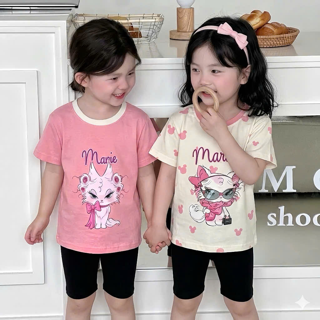 XẢ A400 - SET 2 BỘ MÈO MARIE HỒNG KEM
