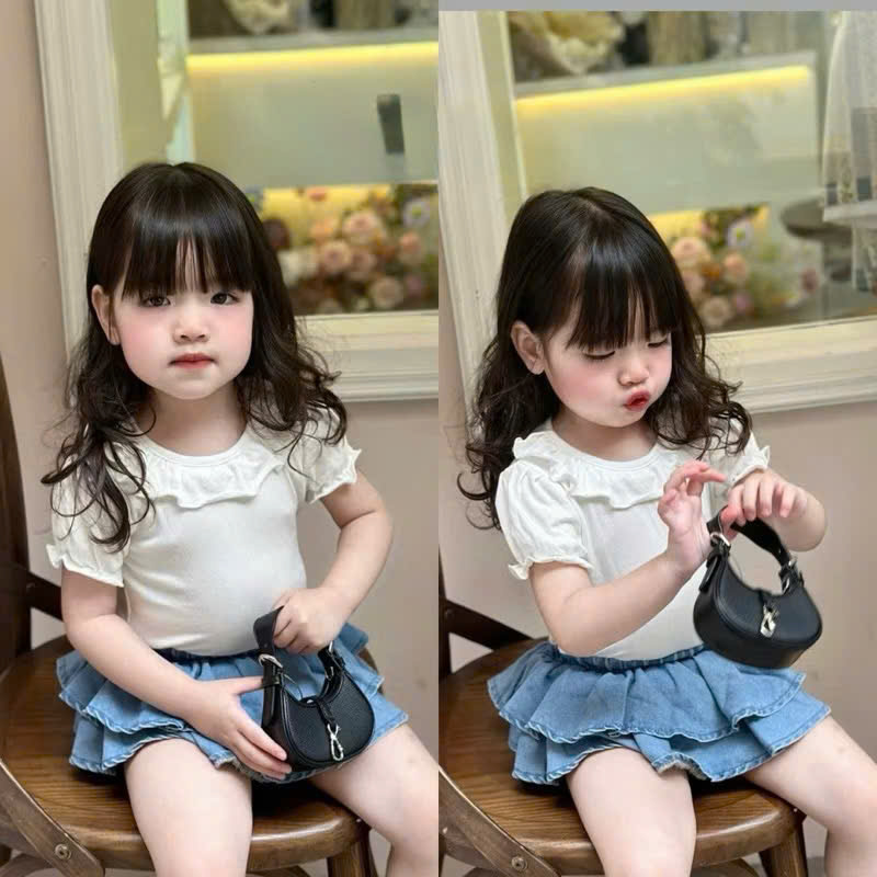 XẢ A419 - SET 2 ÁO CỘC TĂM TAY BÈO TRẮNG ĐEN BG
