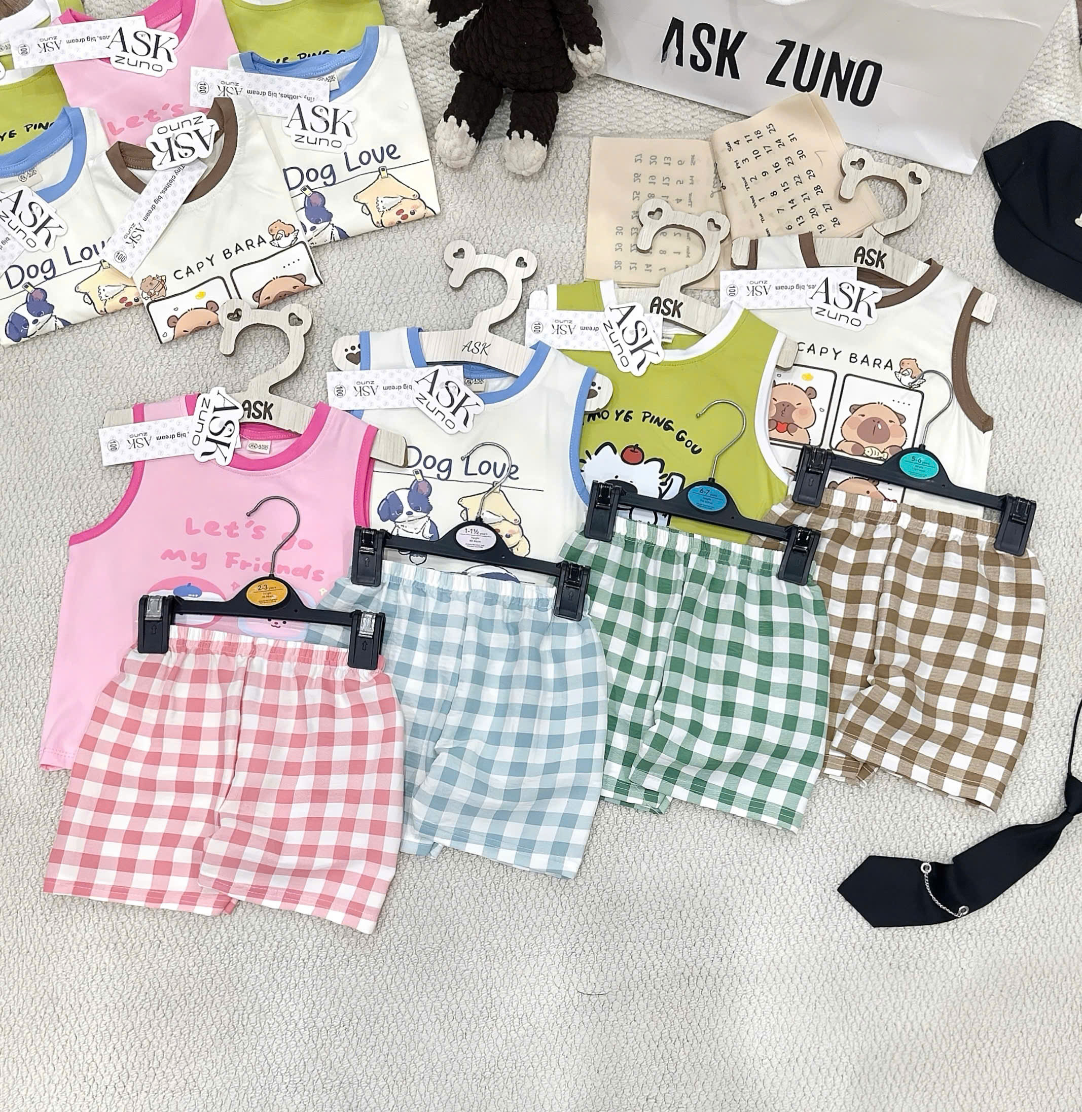 XẢ A469 - SET BỘ SÁT NÁCH HỌA TIẾT 4 MÀU QUẦN CARO KẺ