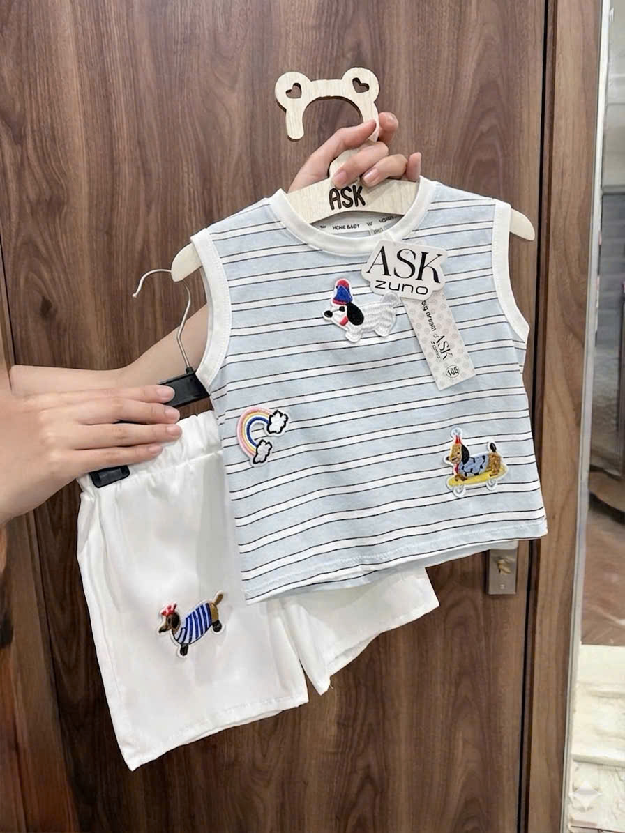 XẢ A470 - SET BỘ SÁT NÁCH XANH KẺ NGANG QUẦN SHORT