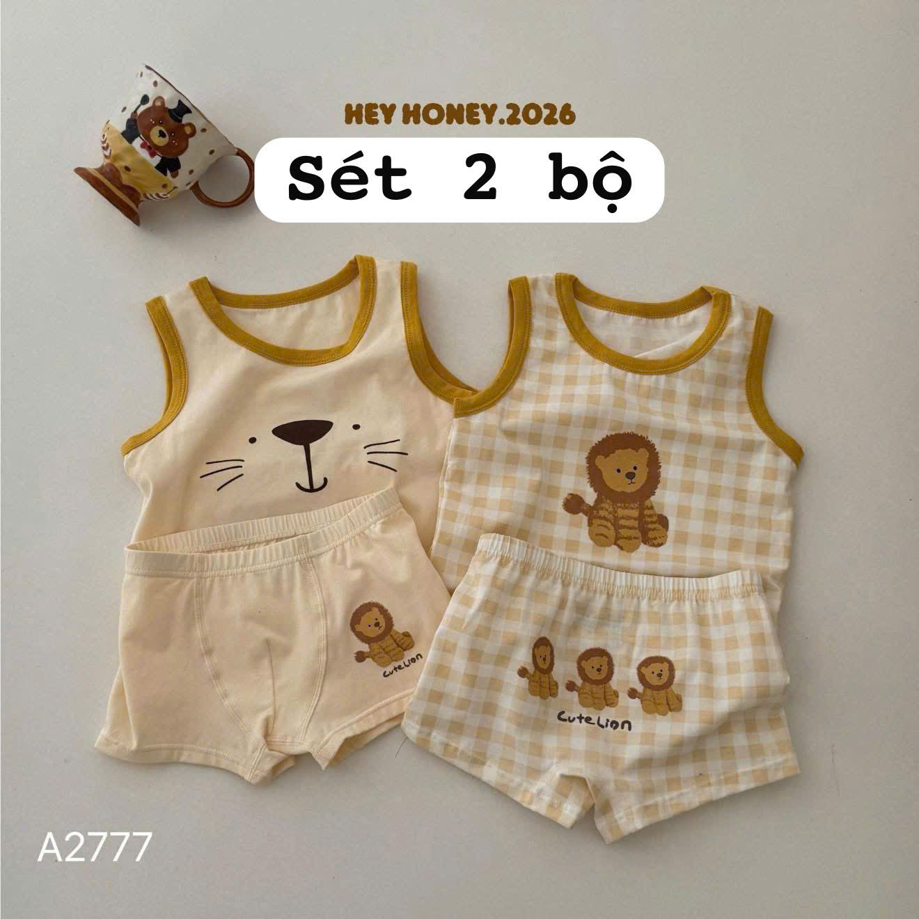 XẢ A479 - SET 2 BỘ BA LỖ SƯ TỬ TONE VÀNG KẺ