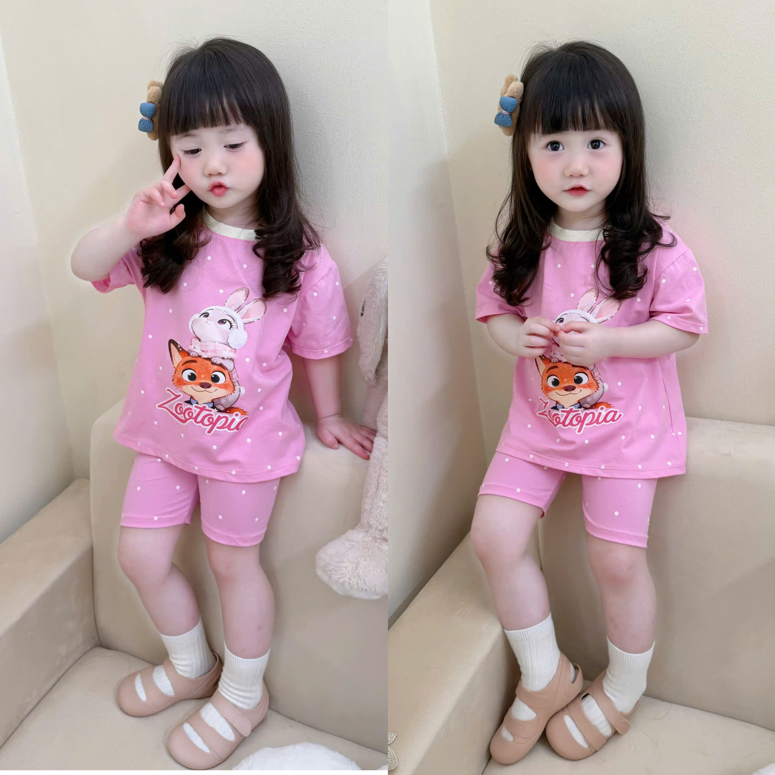 XẢ A486 - SET 2B BỘ CÁO ZOOTOPIA HỒNG KEM LEGGING