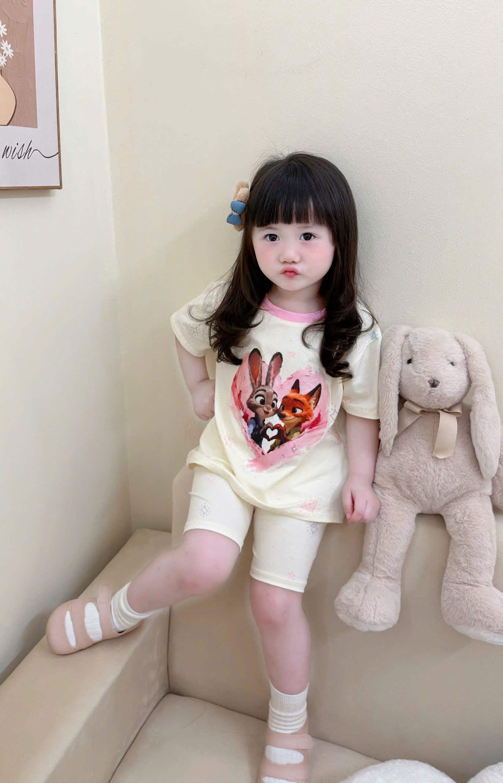 XẢ A486 - SET 2B BỘ CÁO ZOOTOPIA HỒNG KEM LEGGING