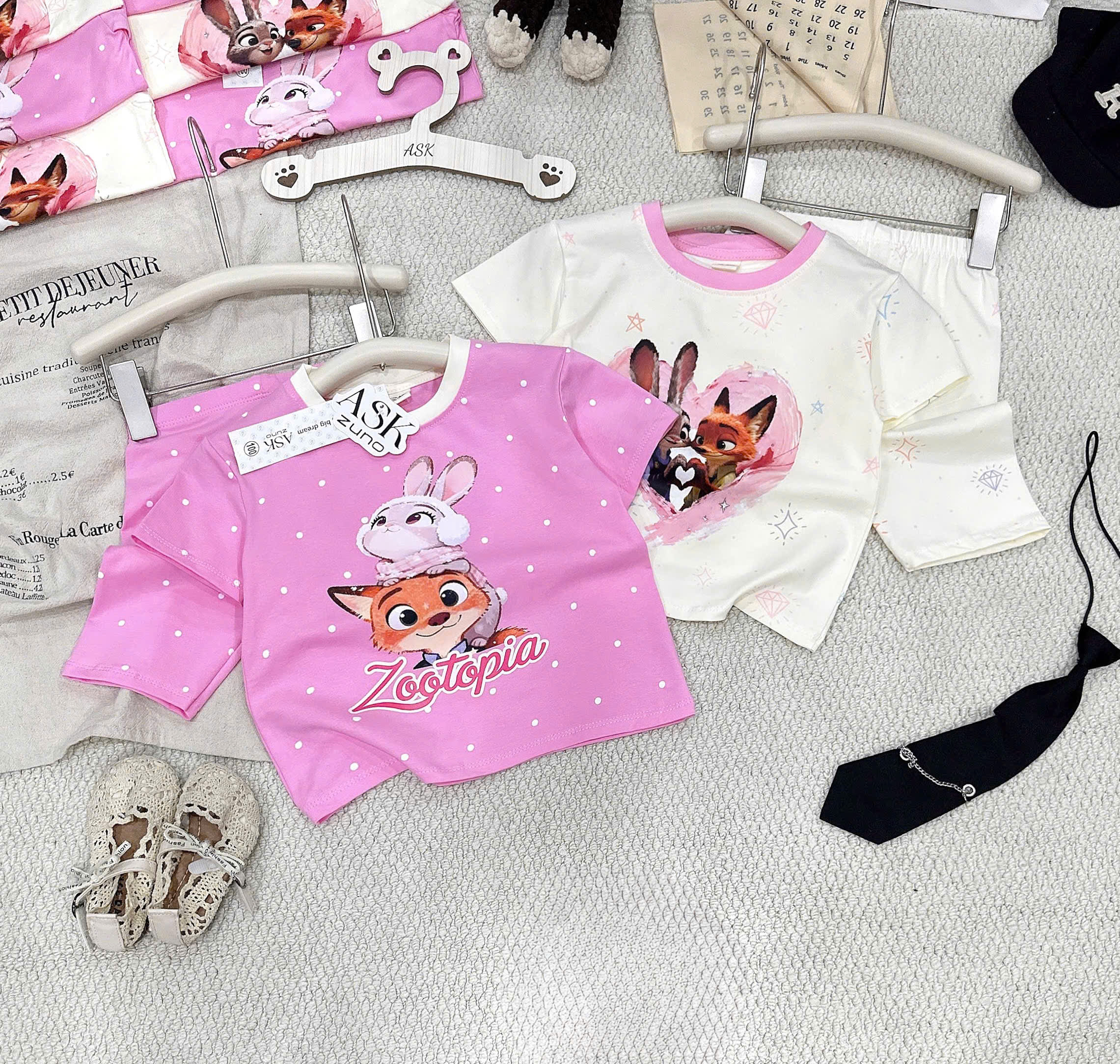 XẢ A486 - SET 2B BỘ CÁO ZOOTOPIA HỒNG KEM LEGGING
