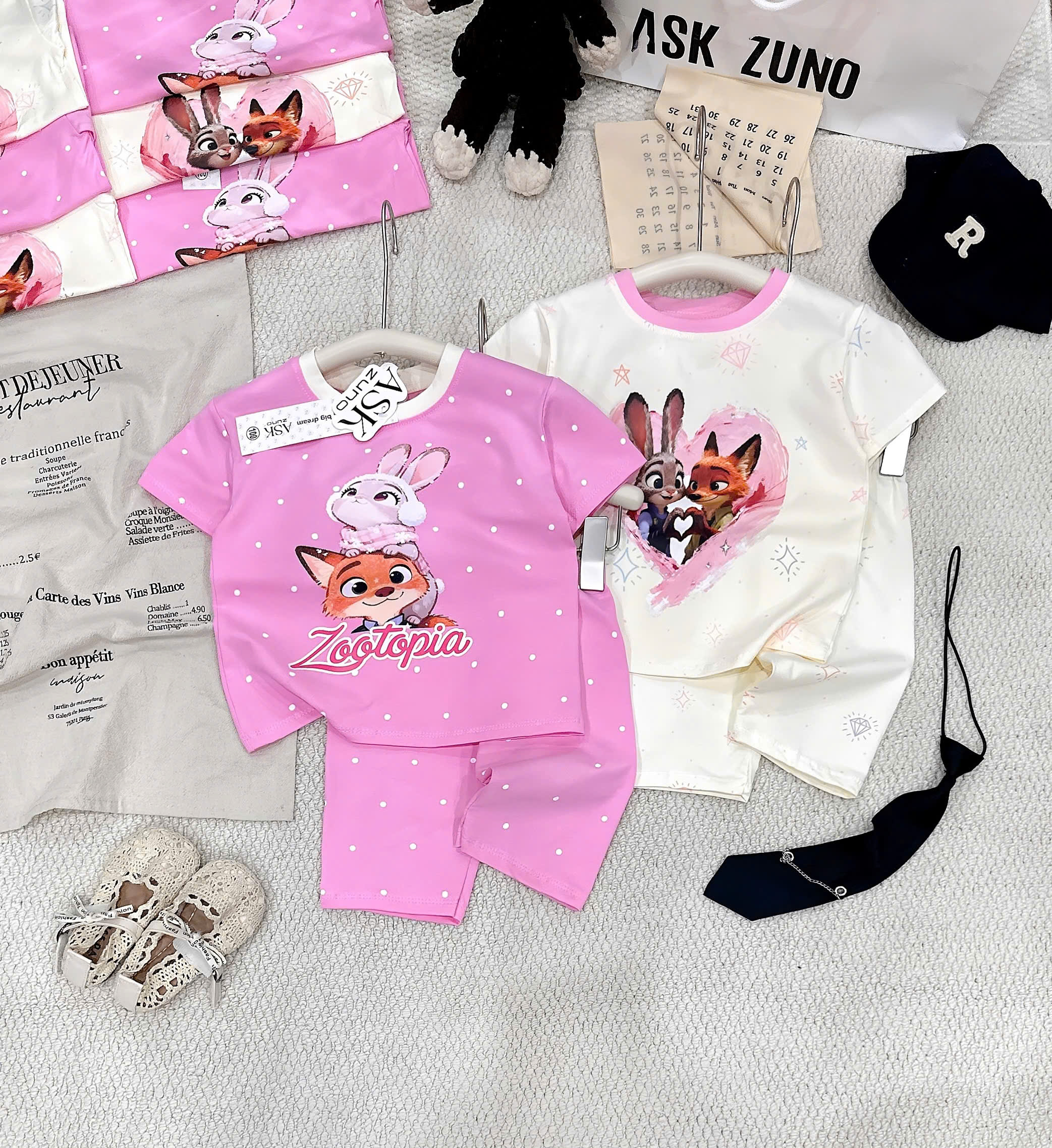 XẢ A486 - SET 2B BỘ CÁO ZOOTOPIA HỒNG KEM LEGGING