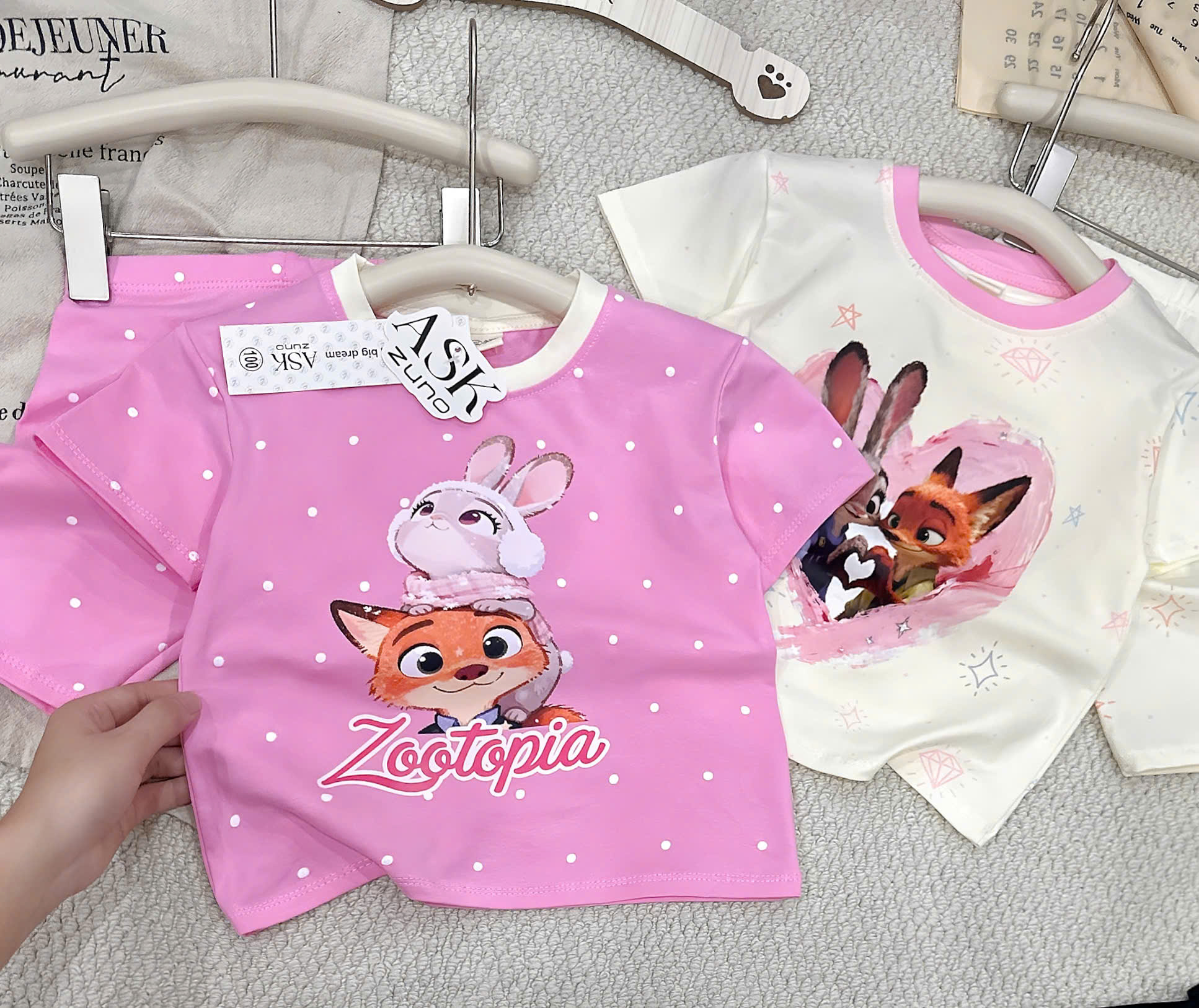 XẢ A486 - SET 2B BỘ CÁO ZOOTOPIA HỒNG KEM LEGGING