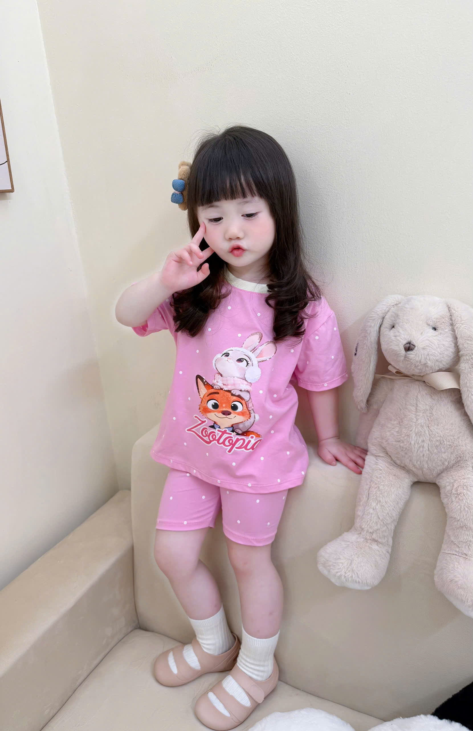 XẢ A486 - SET 2B BỘ CÁO ZOOTOPIA HỒNG KEM LEGGING