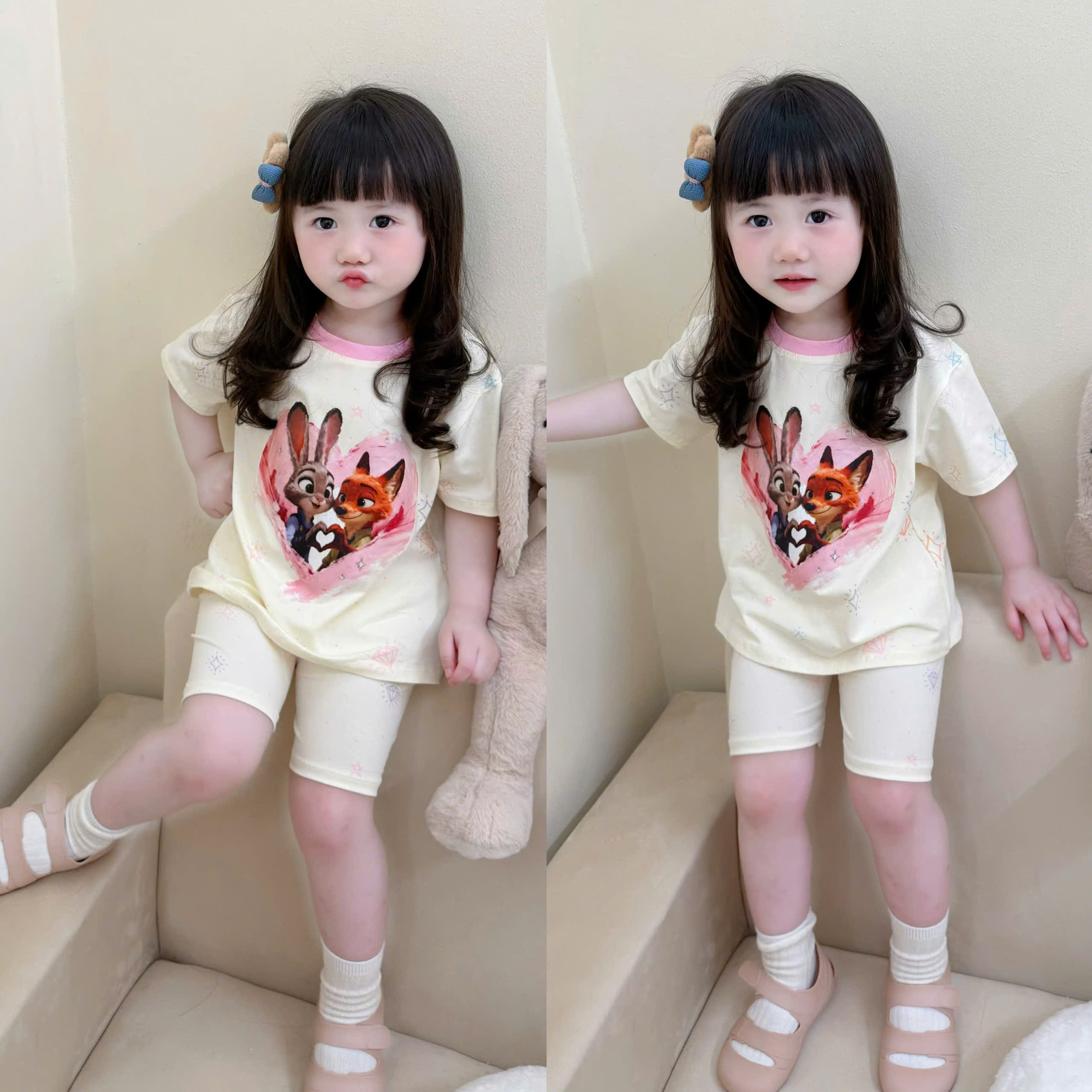 XẢ A486 - SET 2B BỘ CÁO ZOOTOPIA HỒNG KEM LEGGING