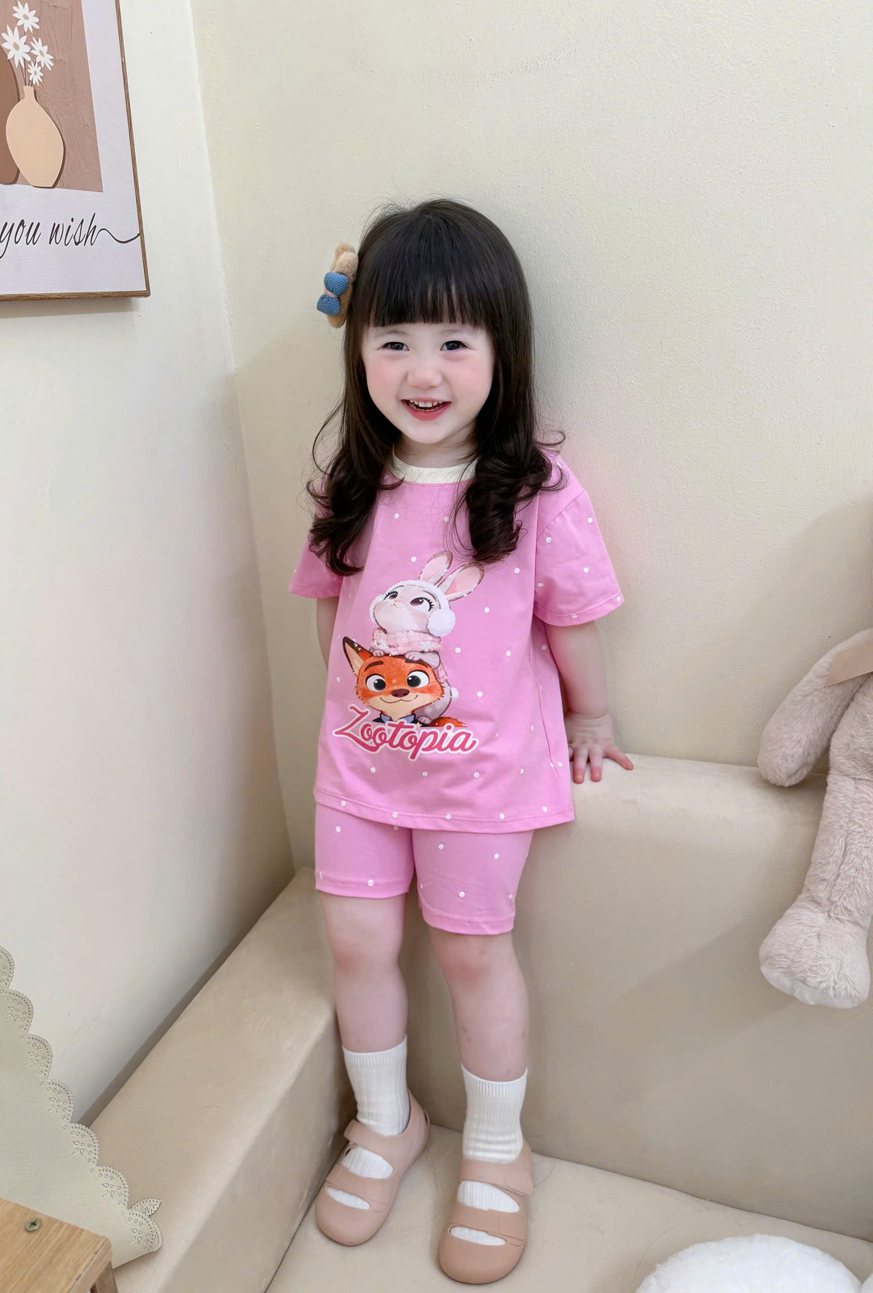 XẢ A486 - SET 2B BỘ CÁO ZOOTOPIA HỒNG KEM LEGGING