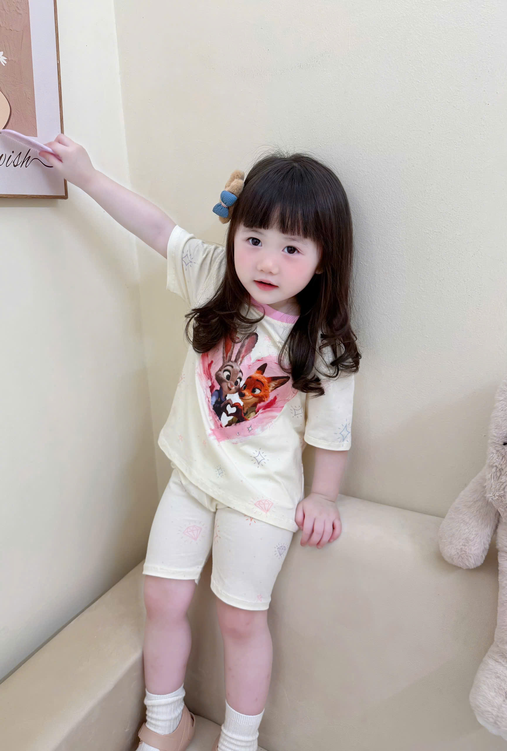 XẢ A486 - SET 2B BỘ CÁO ZOOTOPIA HỒNG KEM LEGGING