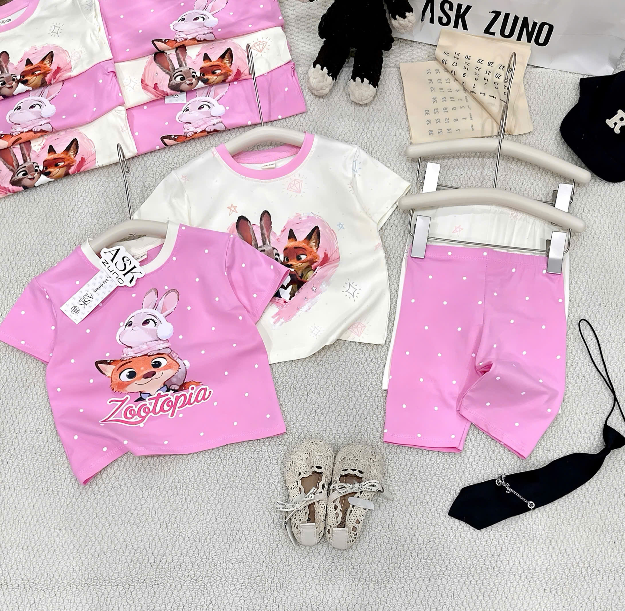 XẢ A486 - SET 2B BỘ CÁO ZOOTOPIA HỒNG KEM LEGGING