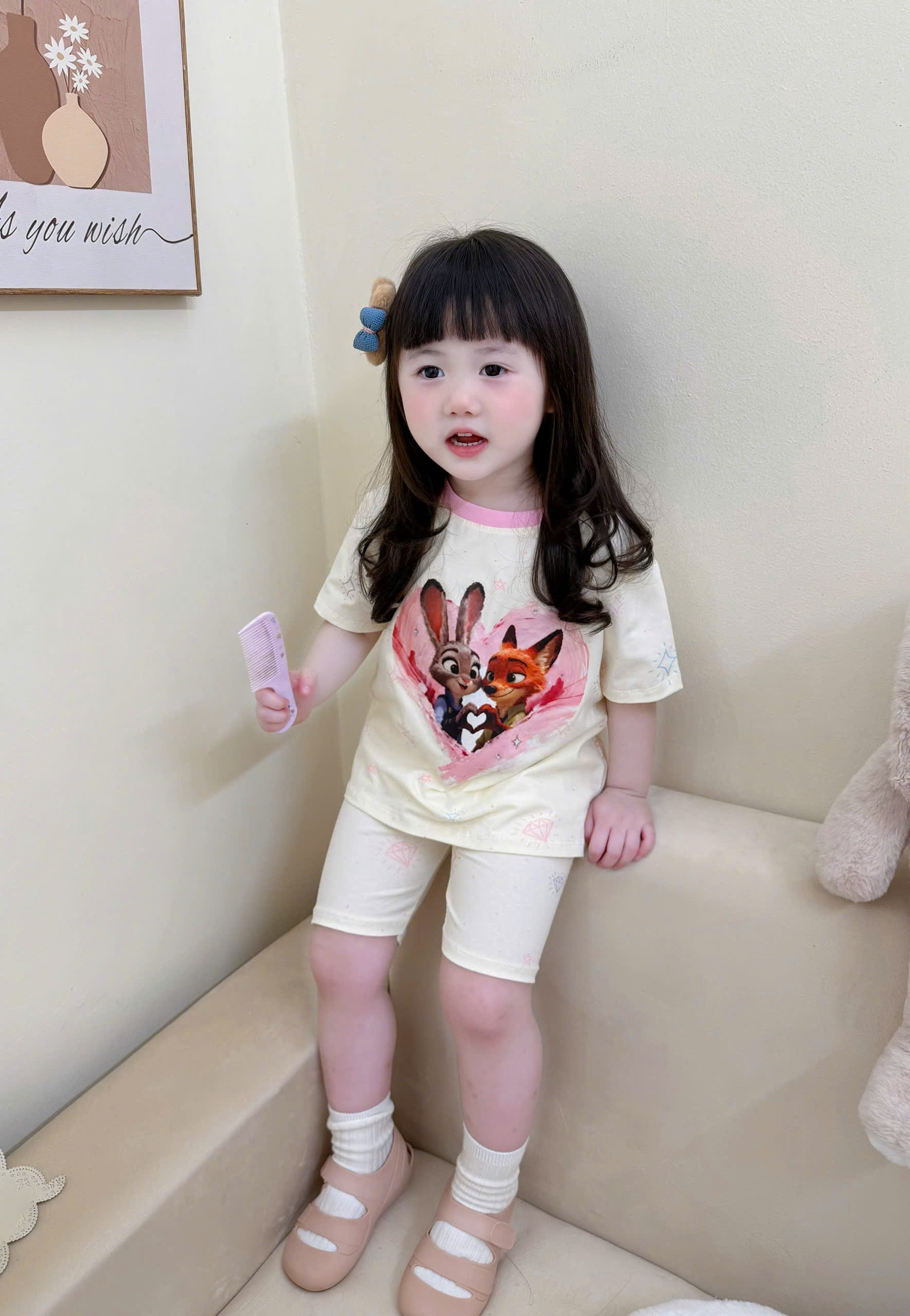 XẢ A486 - SET 2B BỘ CÁO ZOOTOPIA HỒNG KEM LEGGING