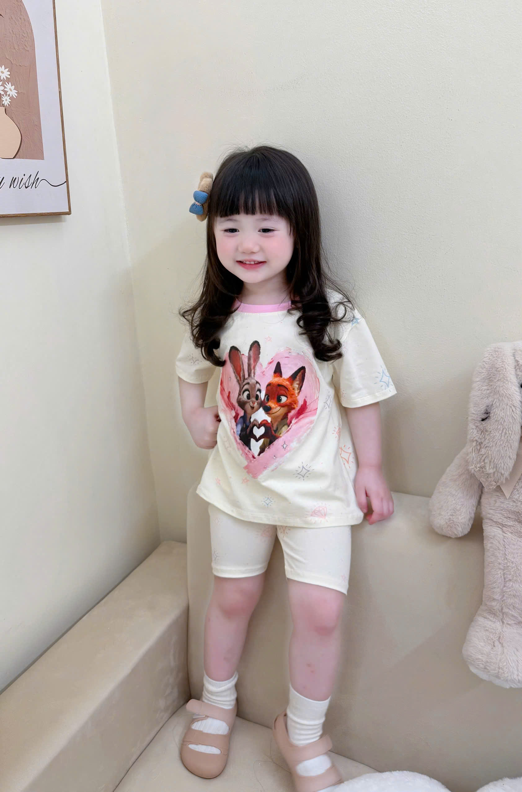XẢ A486 - SET 2B BỘ CÁO ZOOTOPIA HỒNG KEM LEGGING