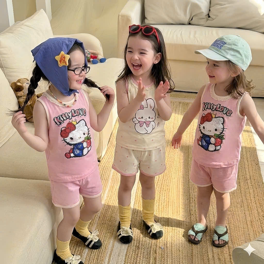 XẢ A491 - SET 2 BỘ THỎ KITTY KEM HỒNG