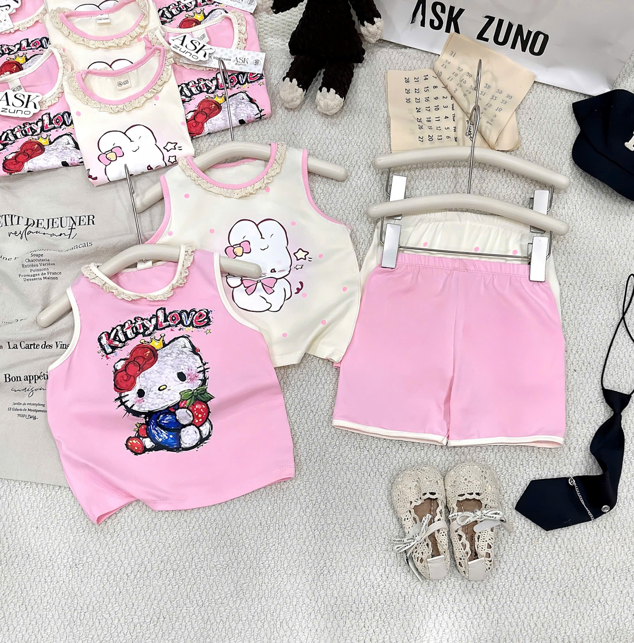 XẢ A491 - SET 2 BỘ THỎ KITTY KEM HỒNG