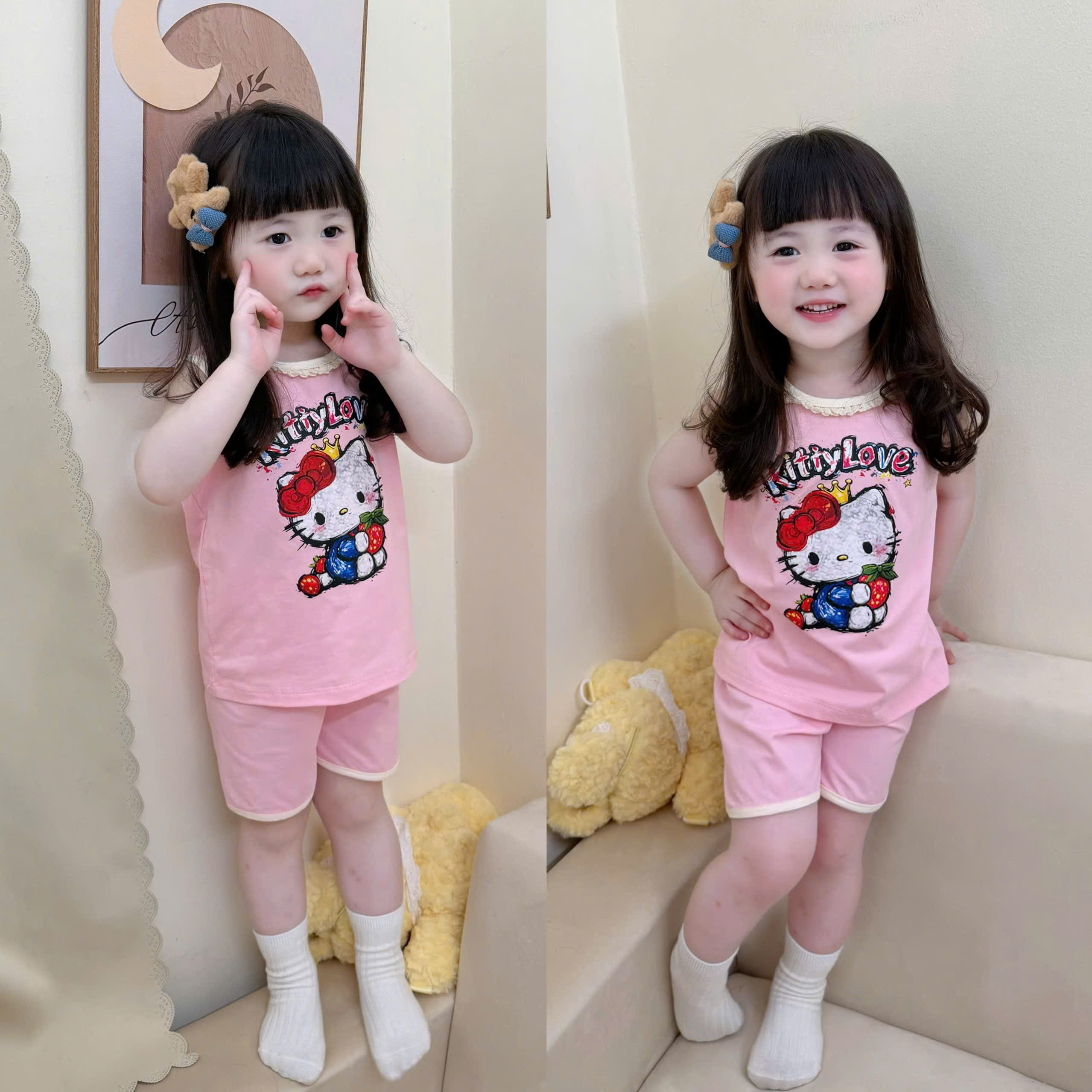 XẢ A491 - SET 2 BỘ THỎ KITTY KEM HỒNG