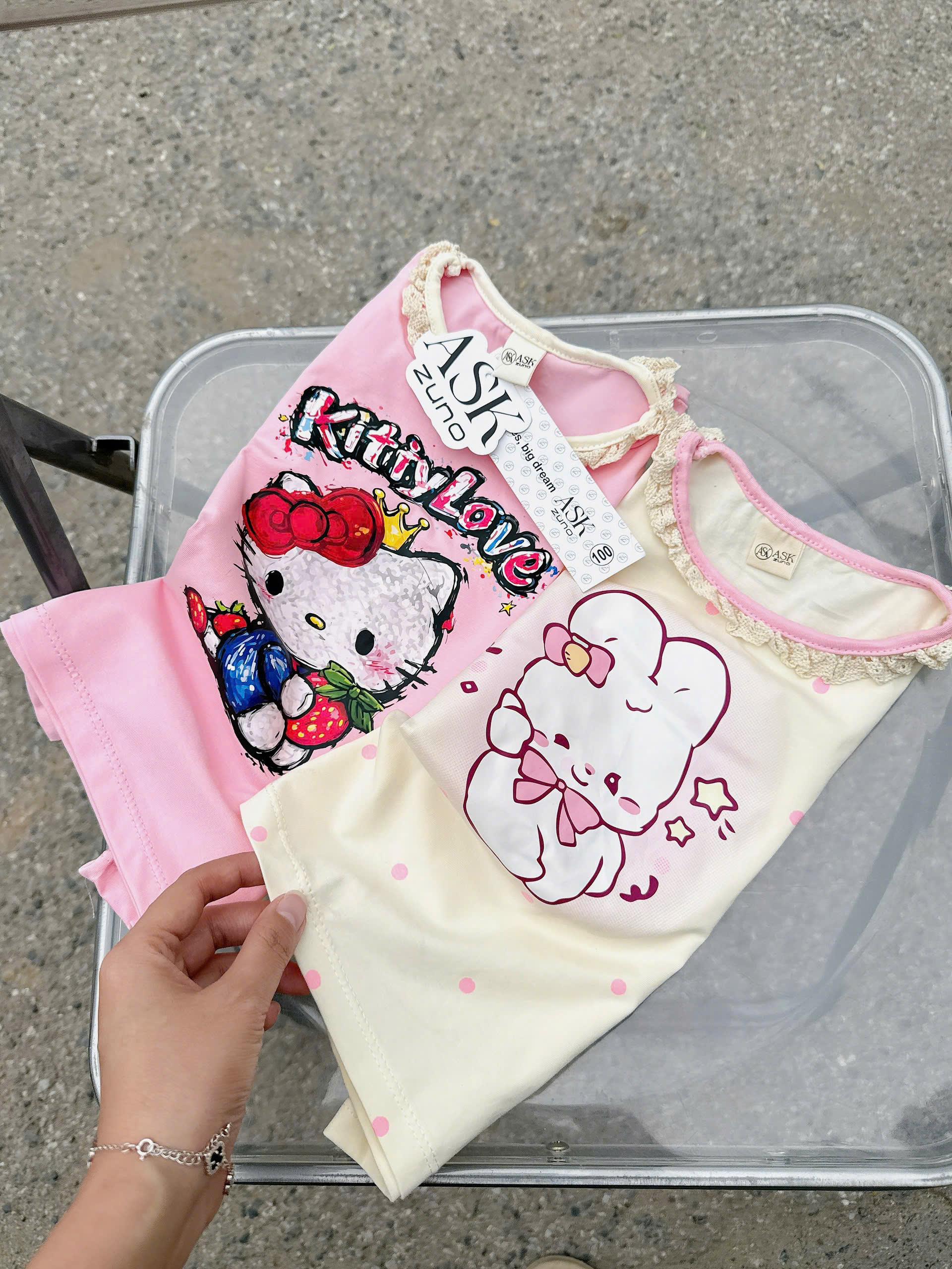 XẢ A491 - SET 2 BỘ THỎ KITTY KEM HỒNG