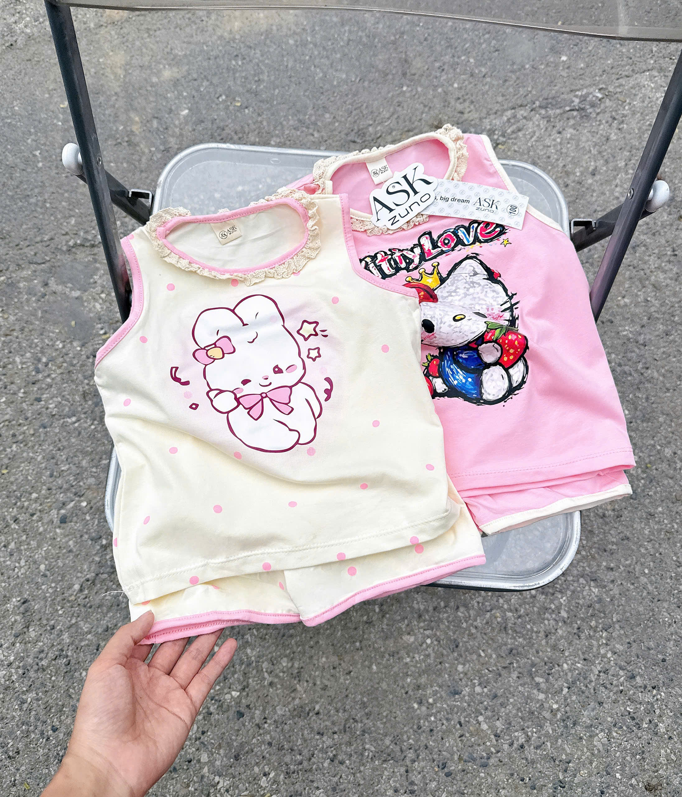 XẢ A491 - SET 2 BỘ THỎ KITTY KEM HỒNG