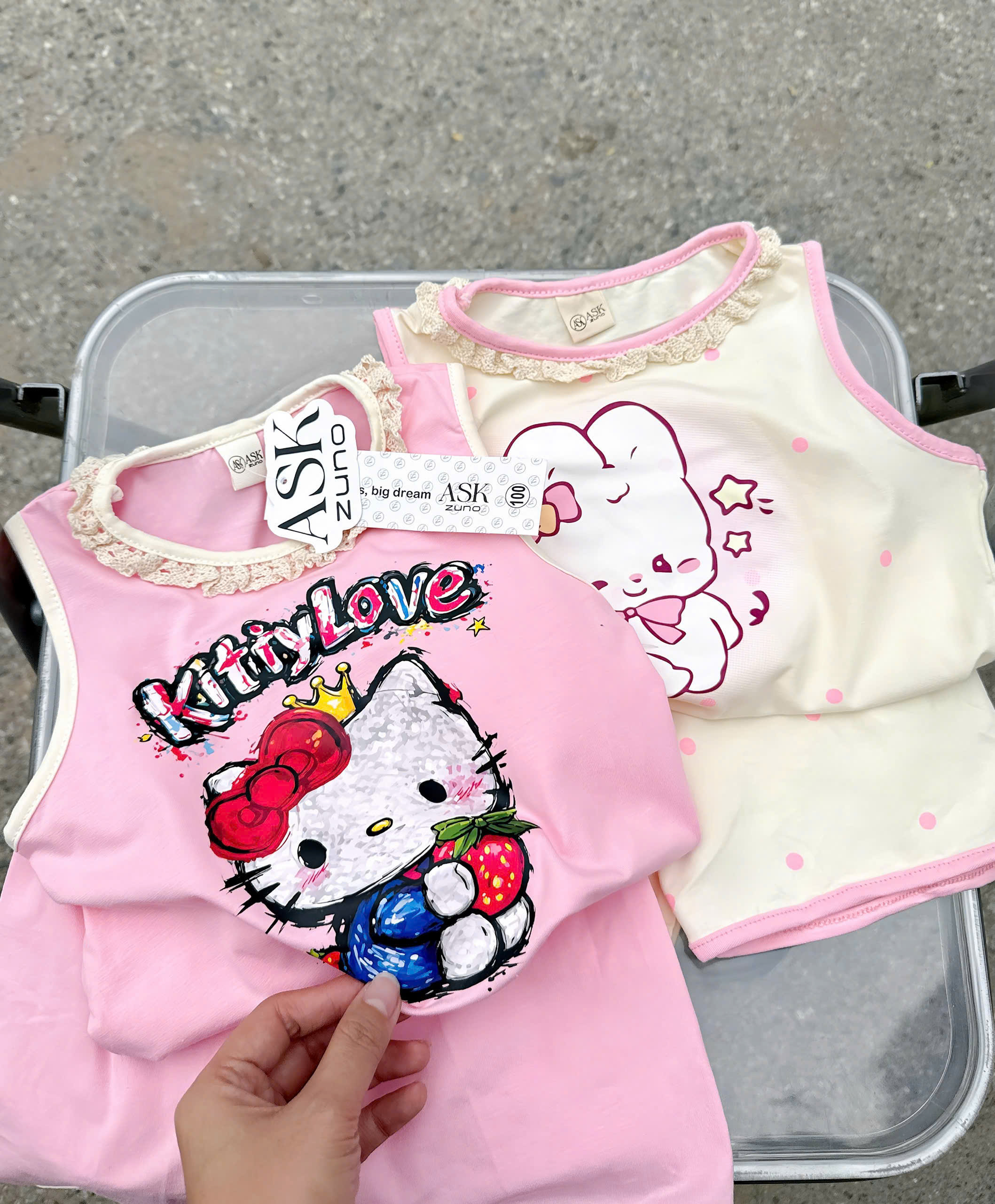 XẢ A491 - SET 2 BỘ THỎ KITTY KEM HỒNG