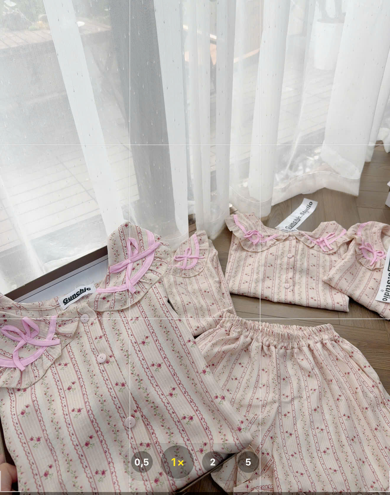 XẢ A496 - SET PIJAMA NGẮN CỔ SEN HOA HỒNG NHÍ