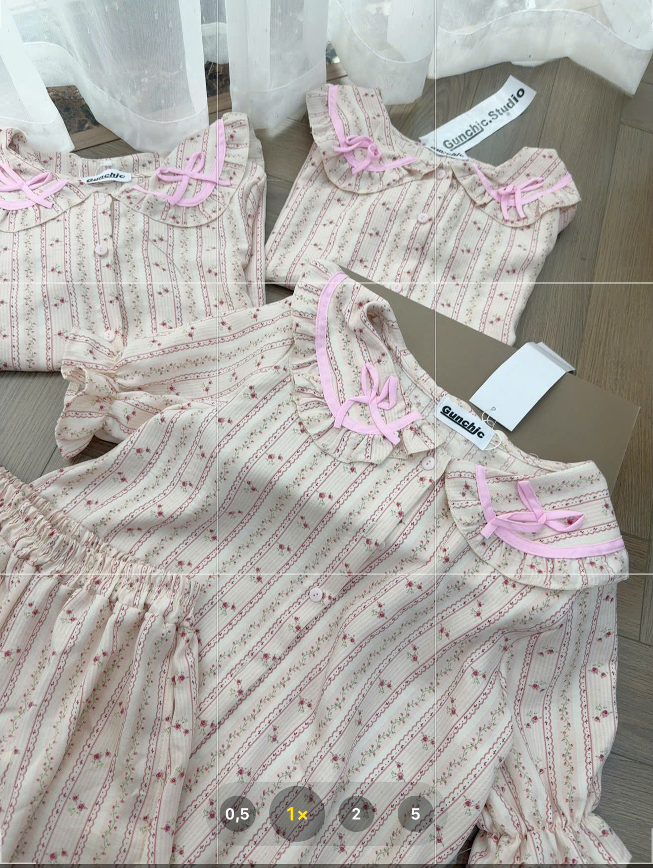 XẢ A496 - SET PIJAMA NGẮN CỔ SEN HOA HỒNG NHÍ
