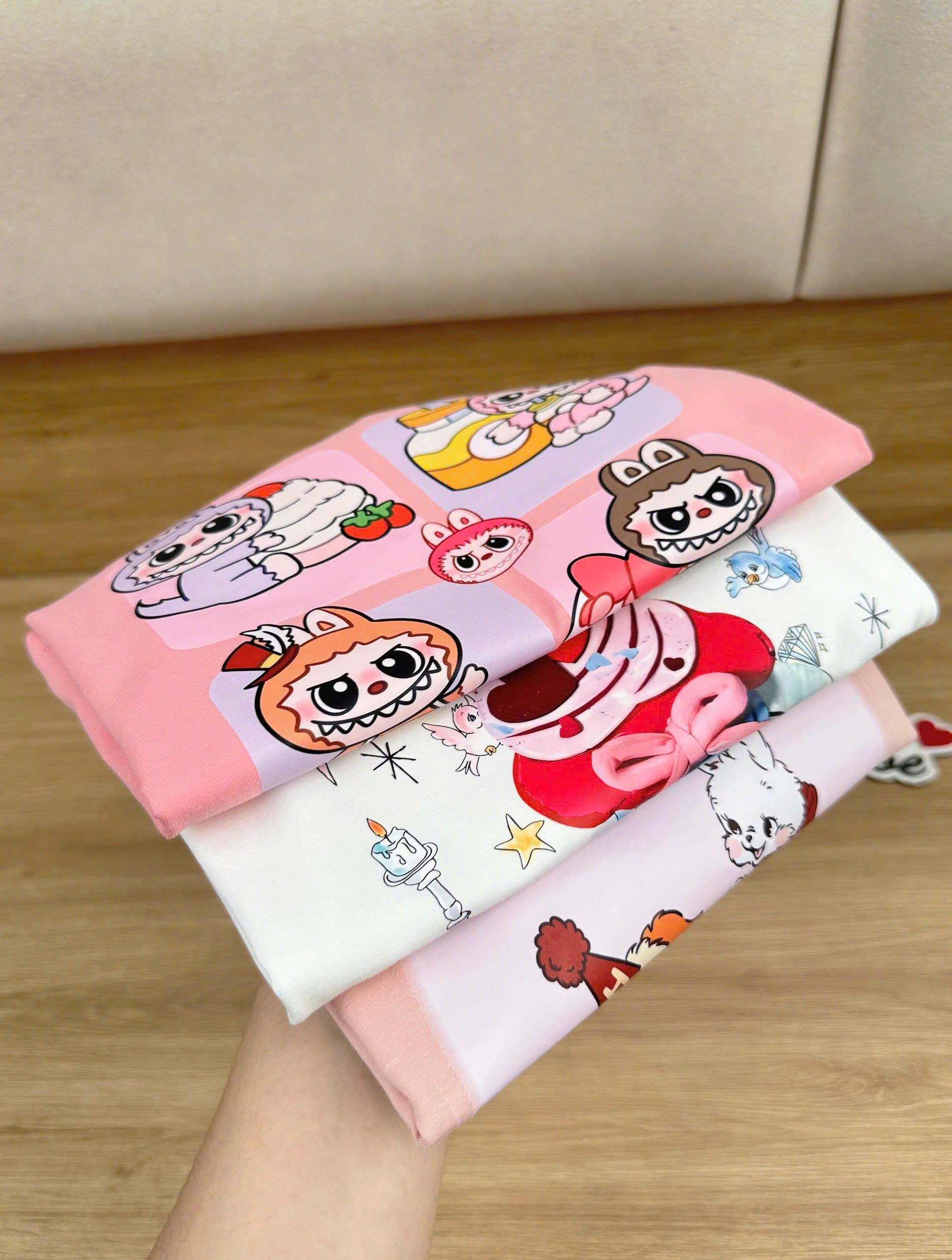 XẢ A497 - SET 3 ÁO PHÔNG BG LABUBU THỎ