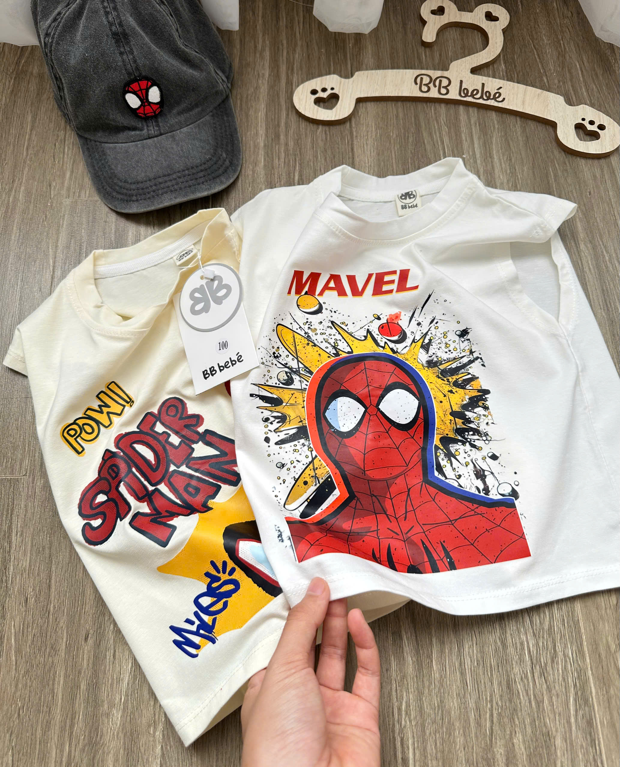 XẢ A500 - SET 2 BỘ NHỆN MARVEL TRẮNG QUẦN ĐỎ VÀNG