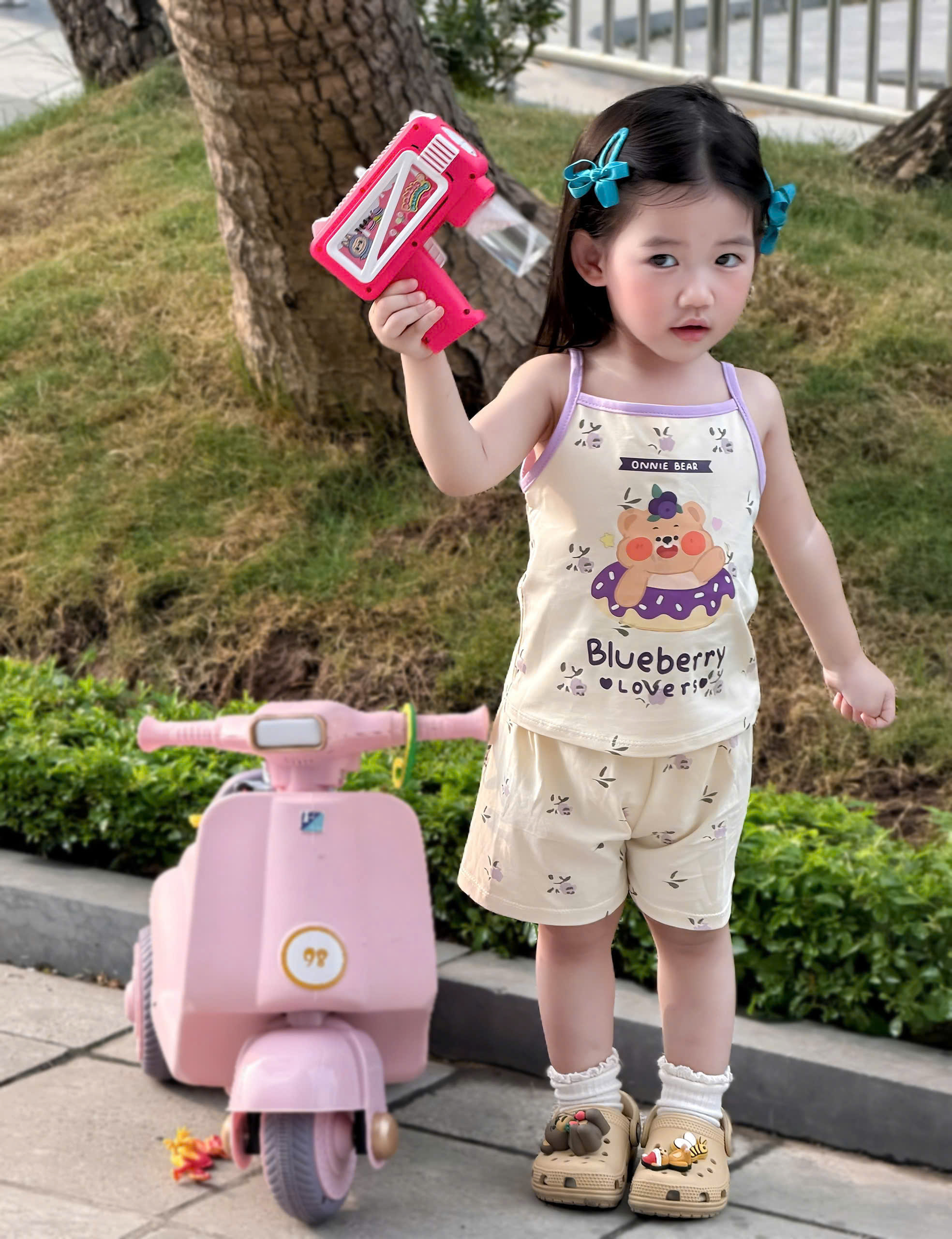 XẢ A524 - SET 3 BỘ 2 DÂY KUROMI GẤU CHÓ TONE TÍM
