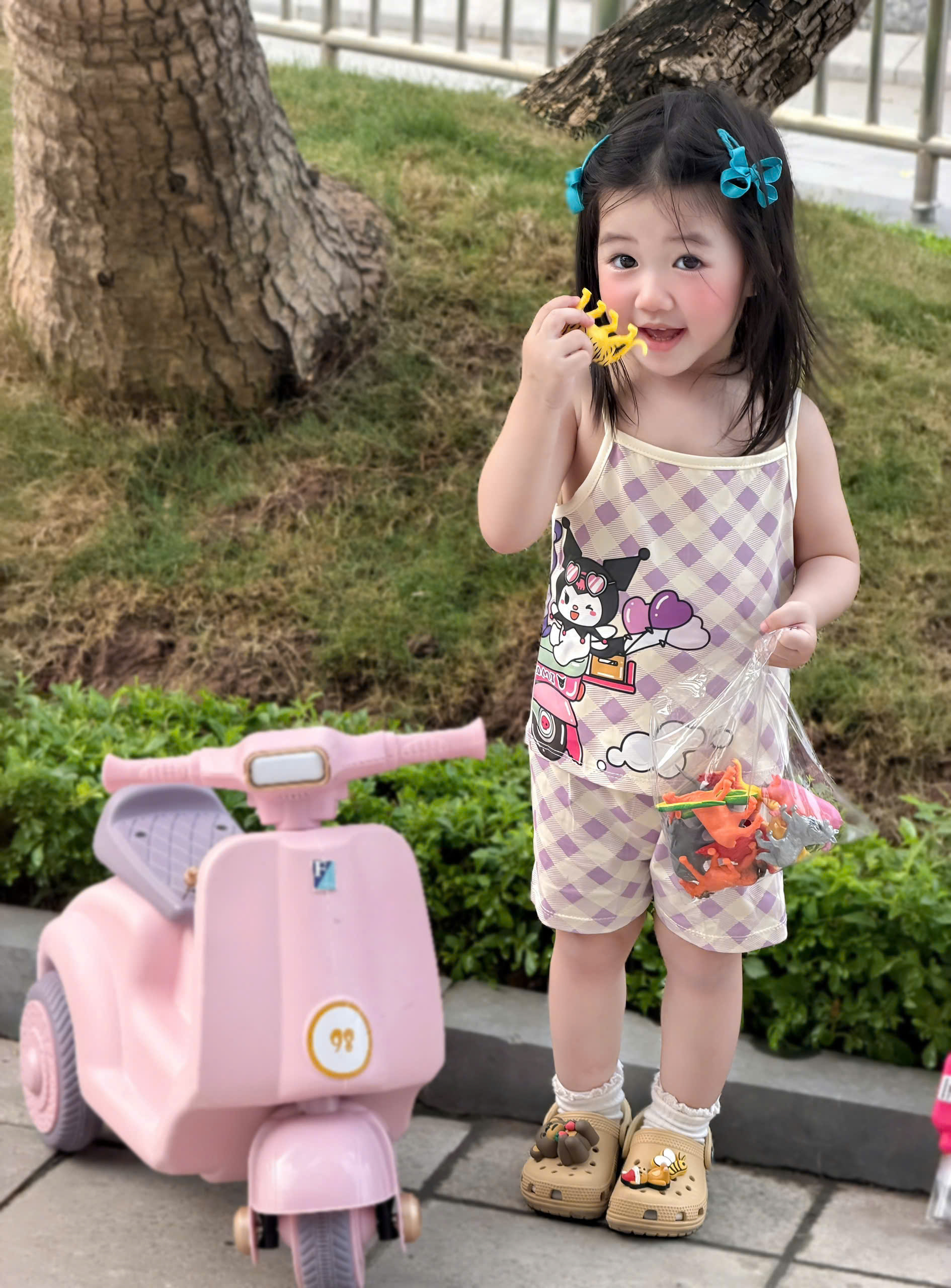 XẢ A524 - SET 3 BỘ 2 DÂY KUROMI GẤU CHÓ TONE TÍM