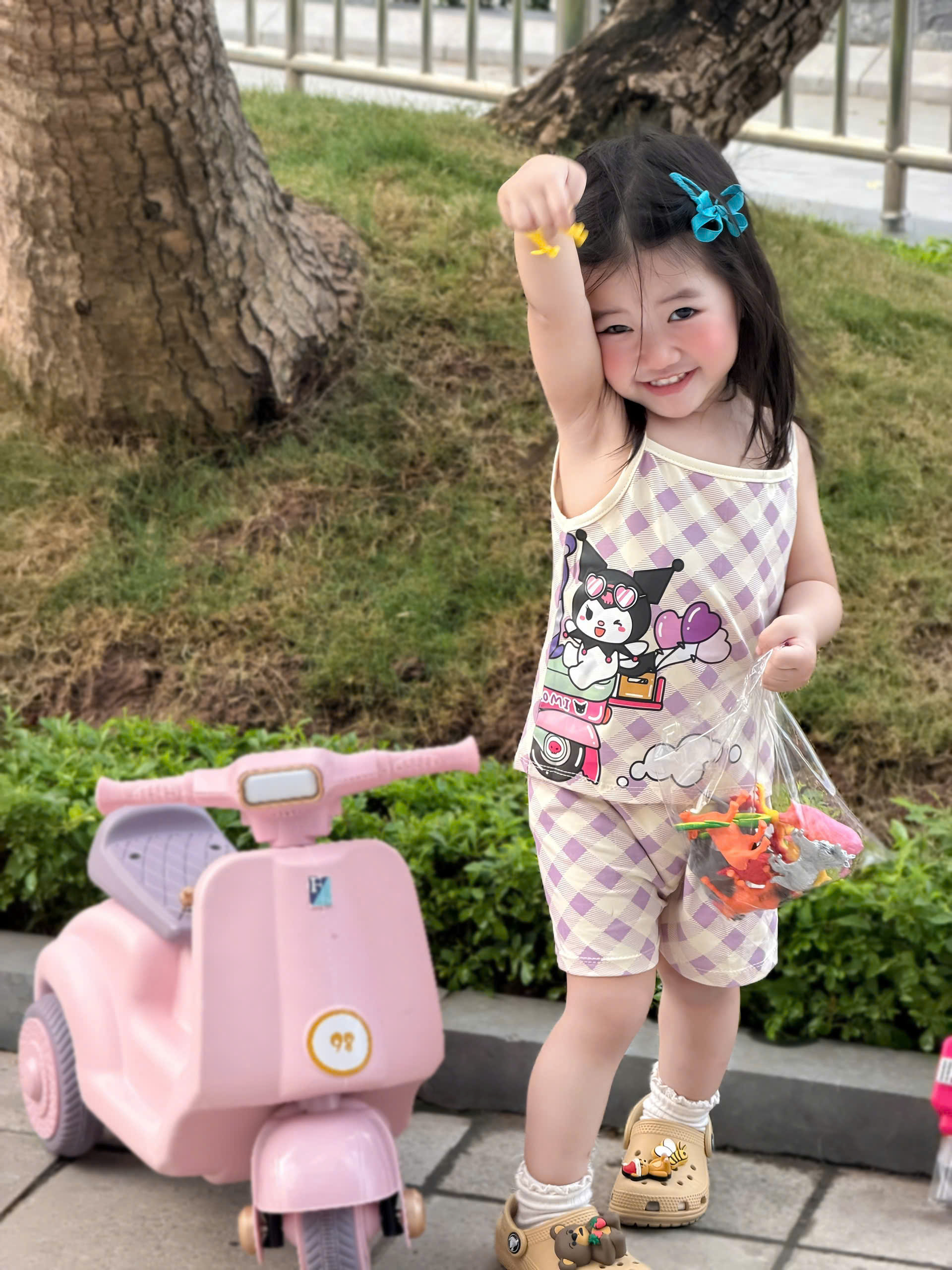 XẢ A524 - SET 3 BỘ 2 DÂY KUROMI GẤU CHÓ TONE TÍM