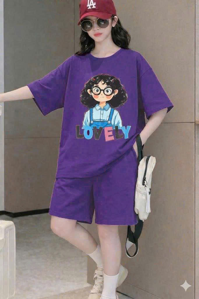 XẢ A530 - SET BỘ TÍM CÔ GÁI TÓC XÙ ĐEO KÍNH LOVELY SZ NHỠ