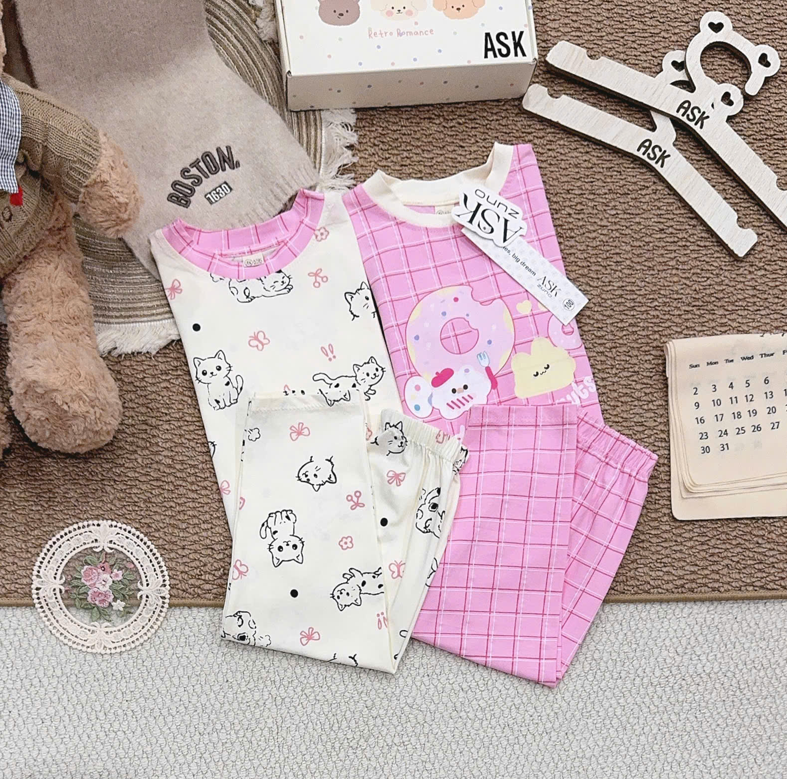 A531 - SET 2 BỘ HỒNG BE DONUTS