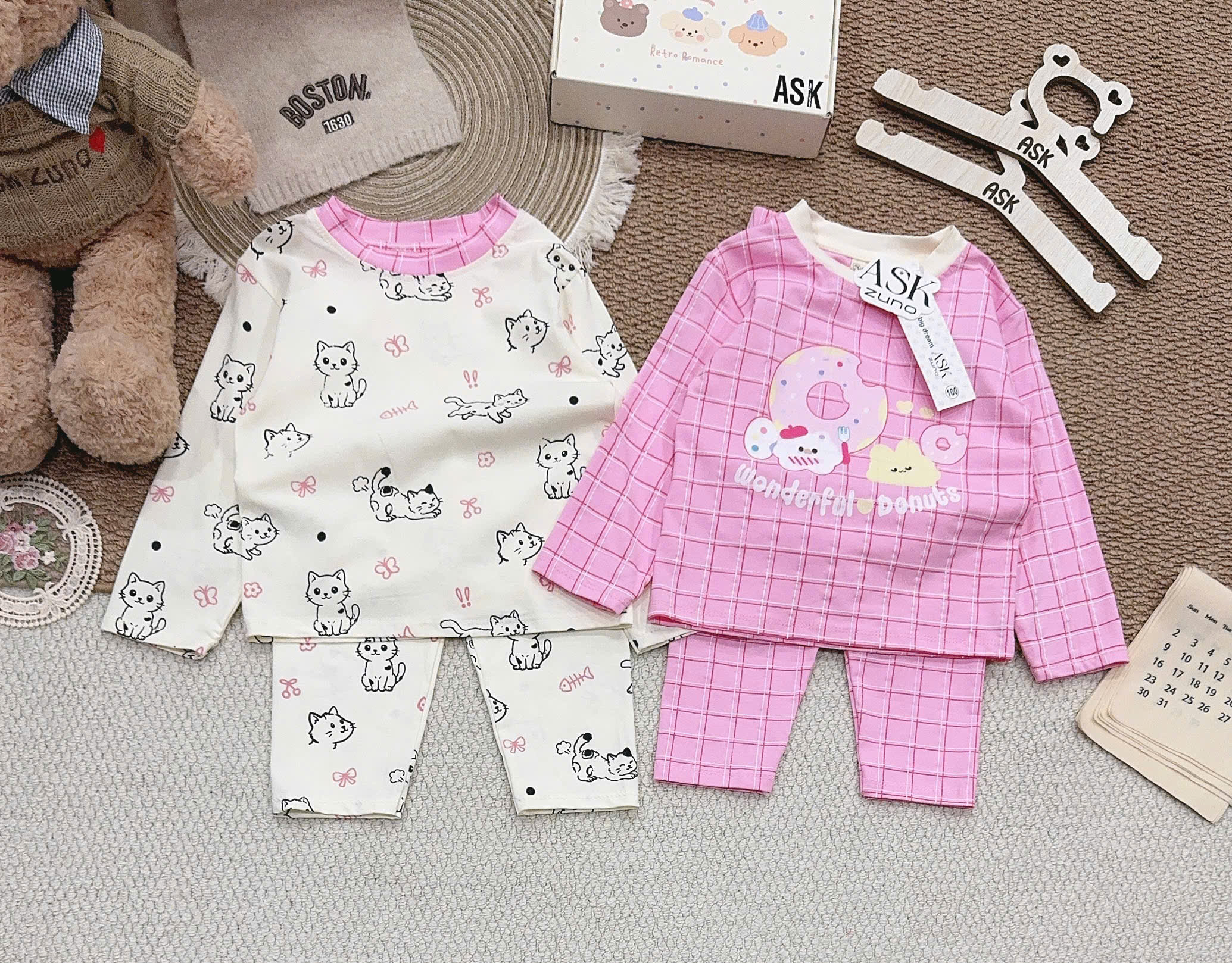A531 - SET 2 BỘ HỒNG BE DONUTS
