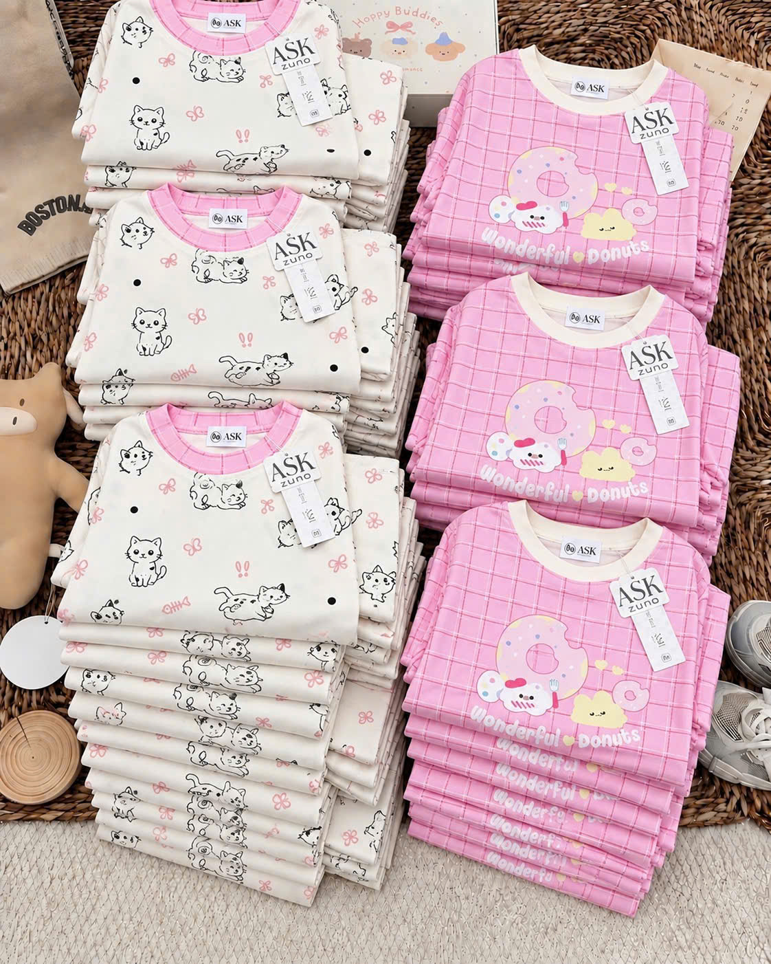 A531 - SET 2 BỘ HỒNG BE DONUTS