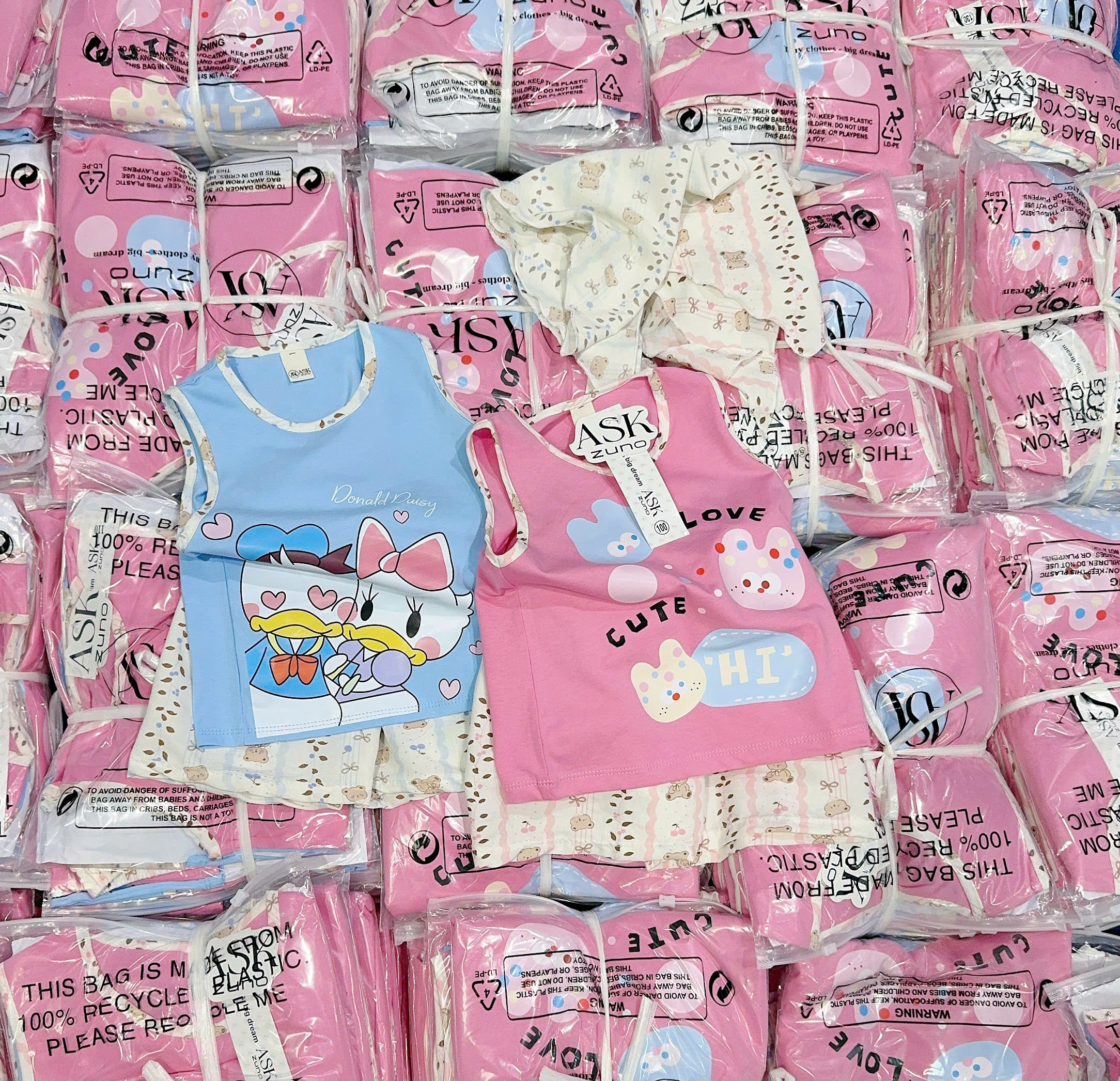 XẢ A537 - SET 2 BỘ VỊT XANH LOVECUTE HỒNG