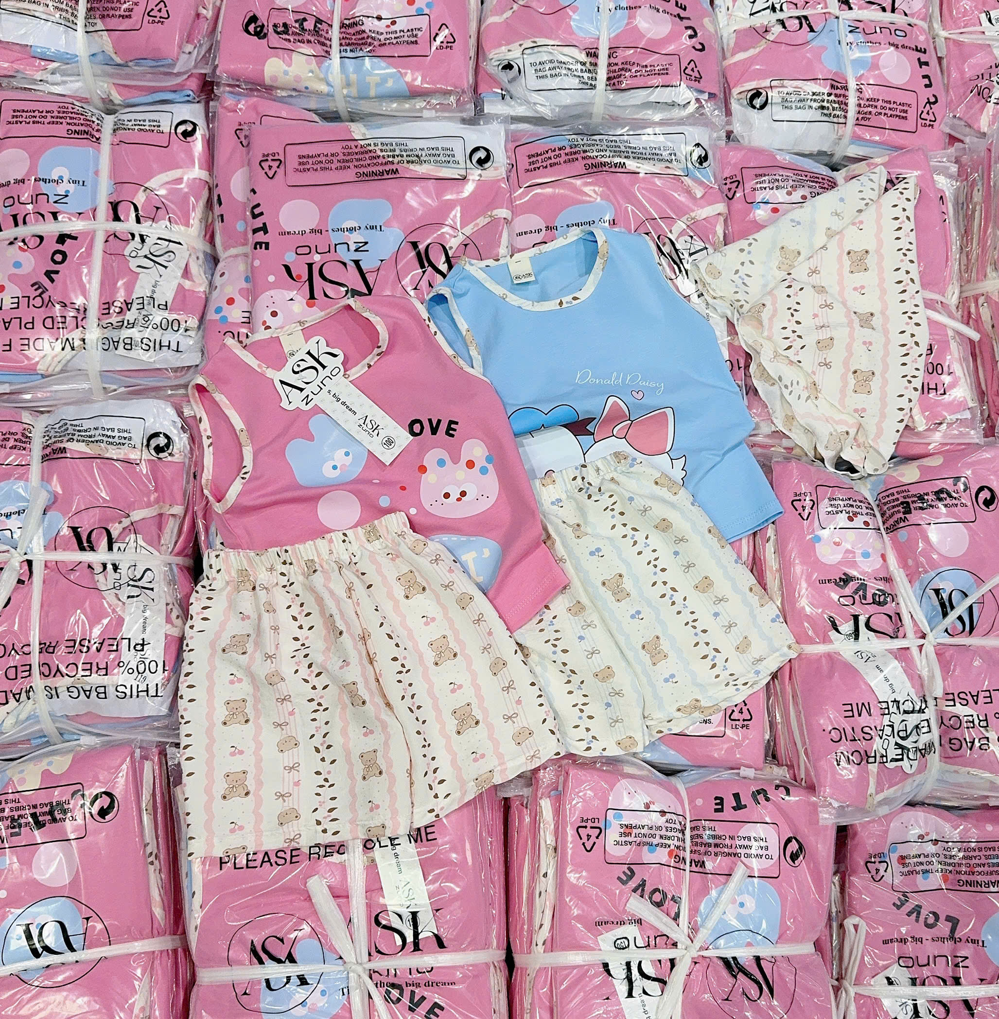 XẢ A537 - SET 2 BỘ VỊT XANH LOVECUTE HỒNG