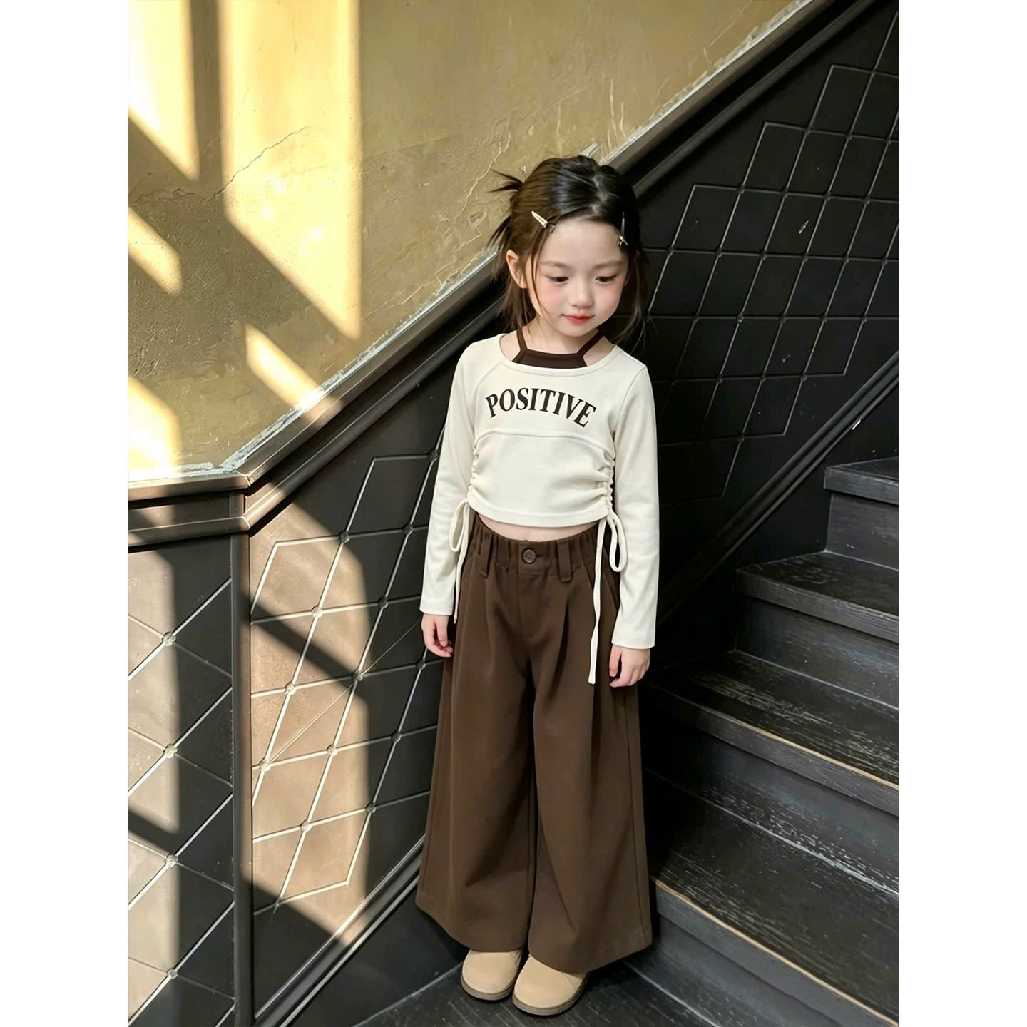 A539 - SET ÁO DÂY RÚT POSITIVE QUẦN SUÔNG NÂU