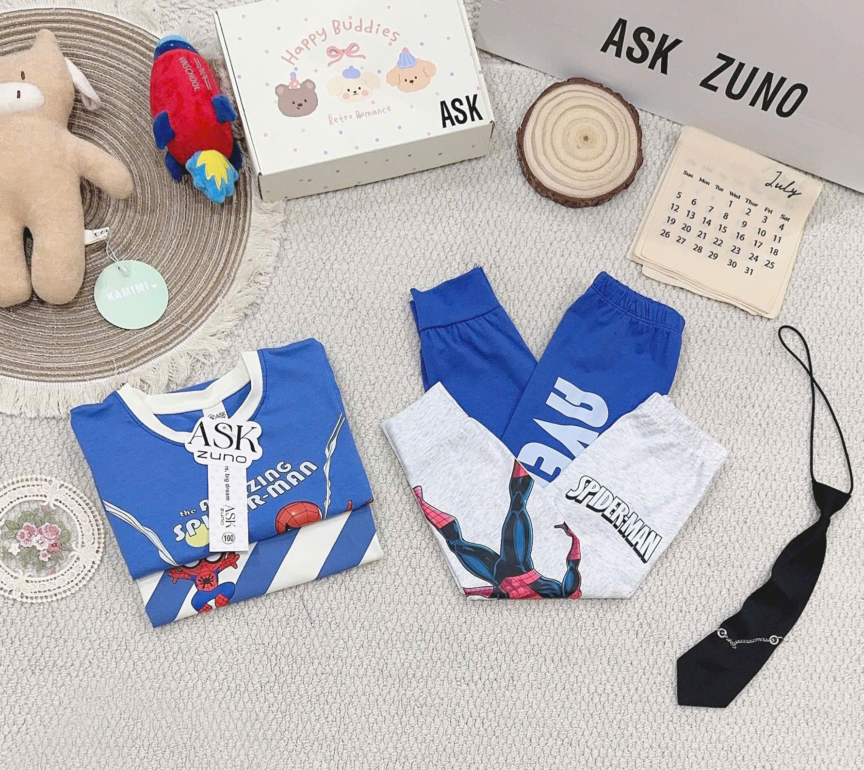 A543 - SET 2 BỘ DÀI TAY NGƯỜI NHỆN XANH KẺ