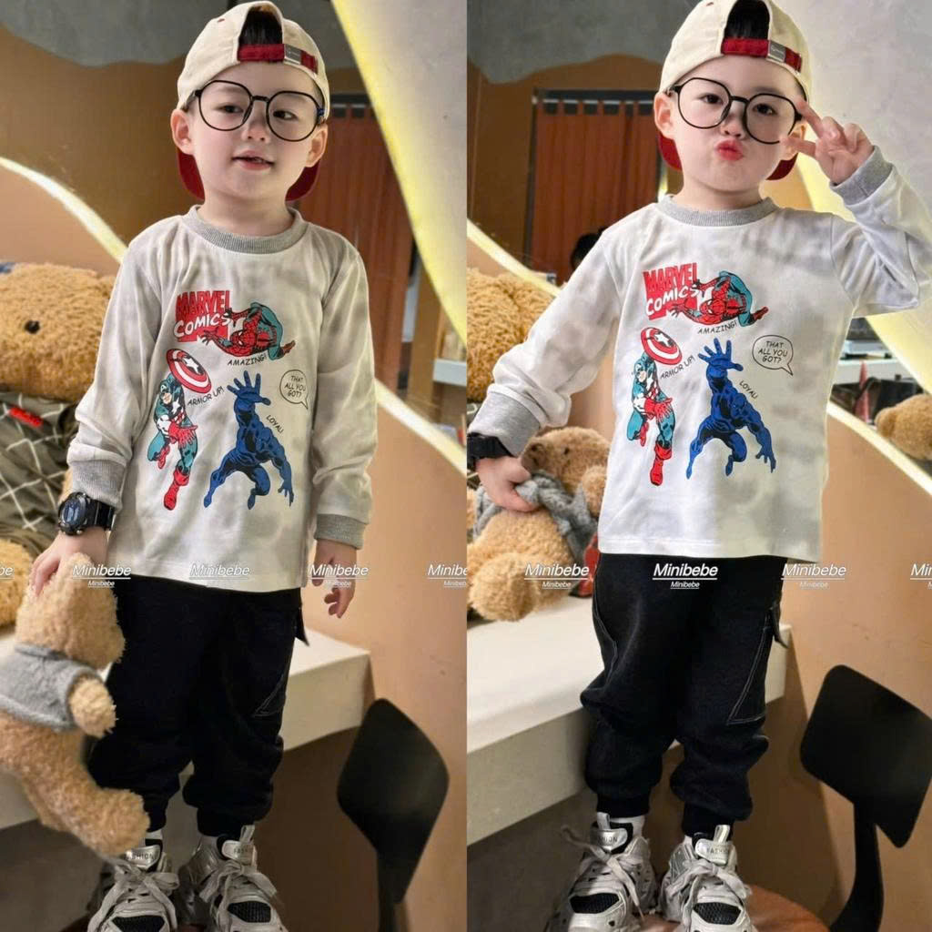 A544 - BỘ MARVEL LOANG QUẦN ĐEN