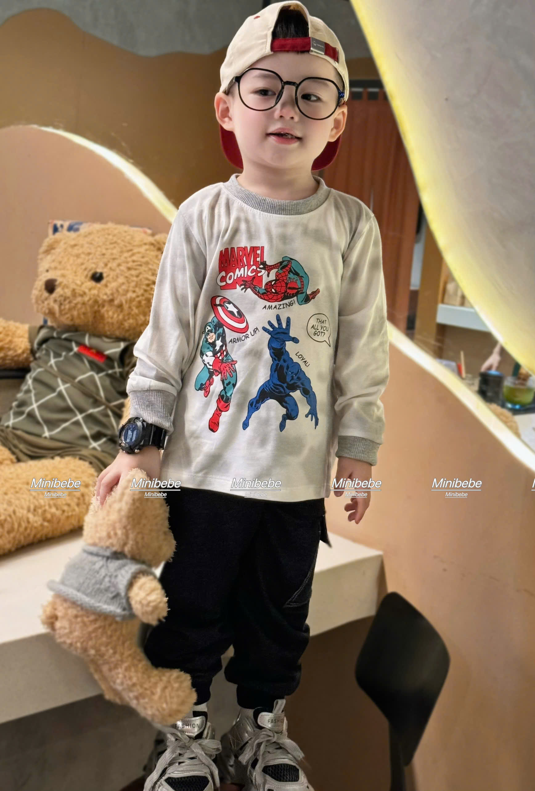 A544 - BỘ MARVEL LOANG QUẦN ĐEN
