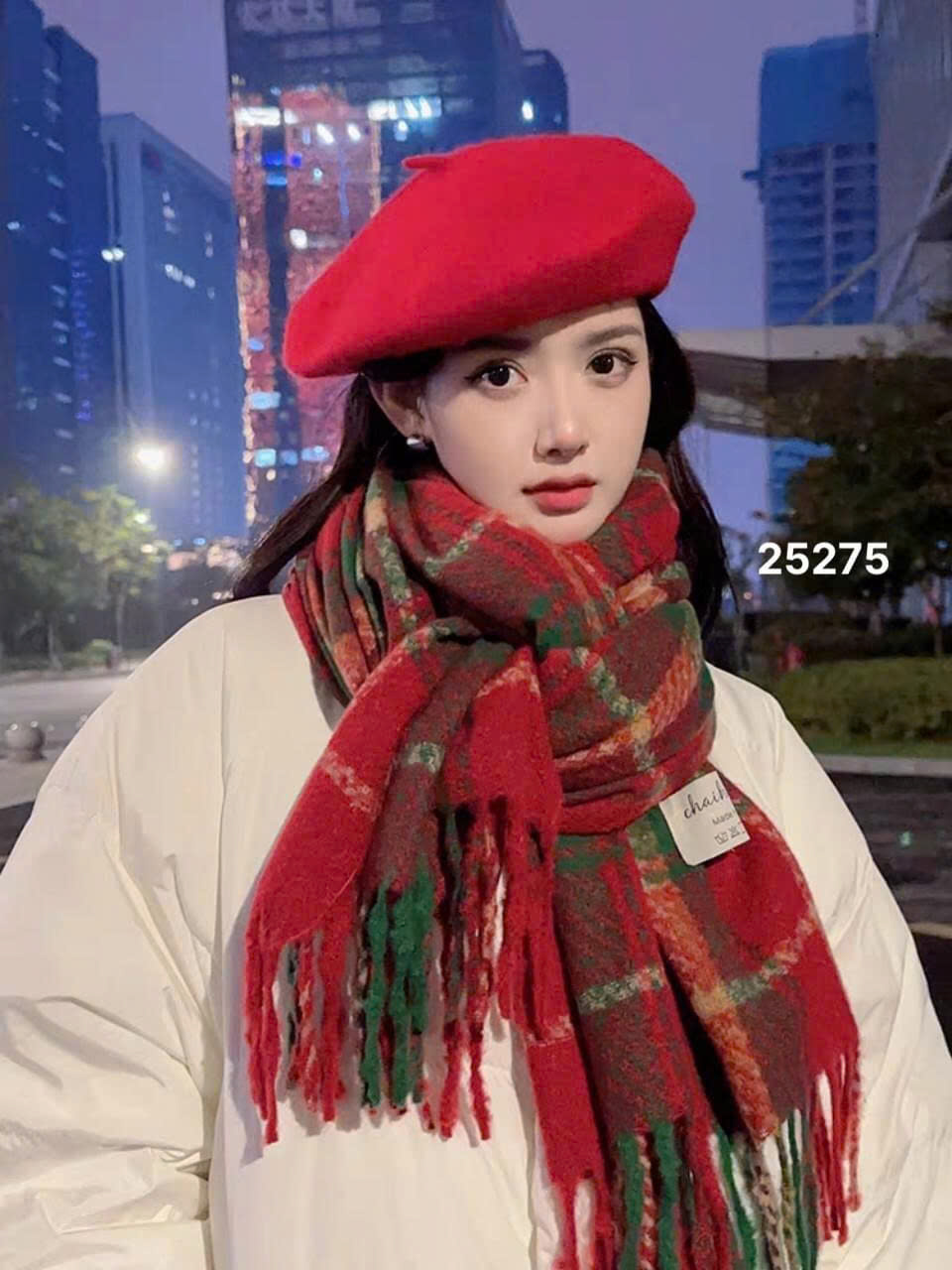 A561 - KHĂN DẠ KẺ CARO TONE ĐỎ