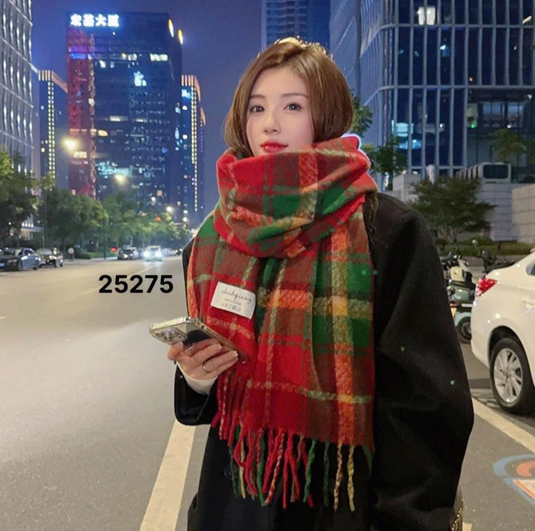 A561 - KHĂN DẠ KẺ CARO TONE ĐỎ