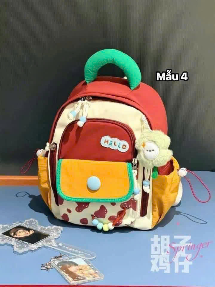 A604 - BA LÔ VẢI CHỮ HELLO 5 MÀU