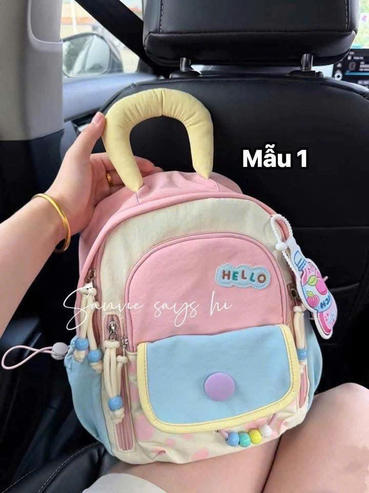 A604 - BA LÔ VẢI CHỮ HELLO 5 MÀU